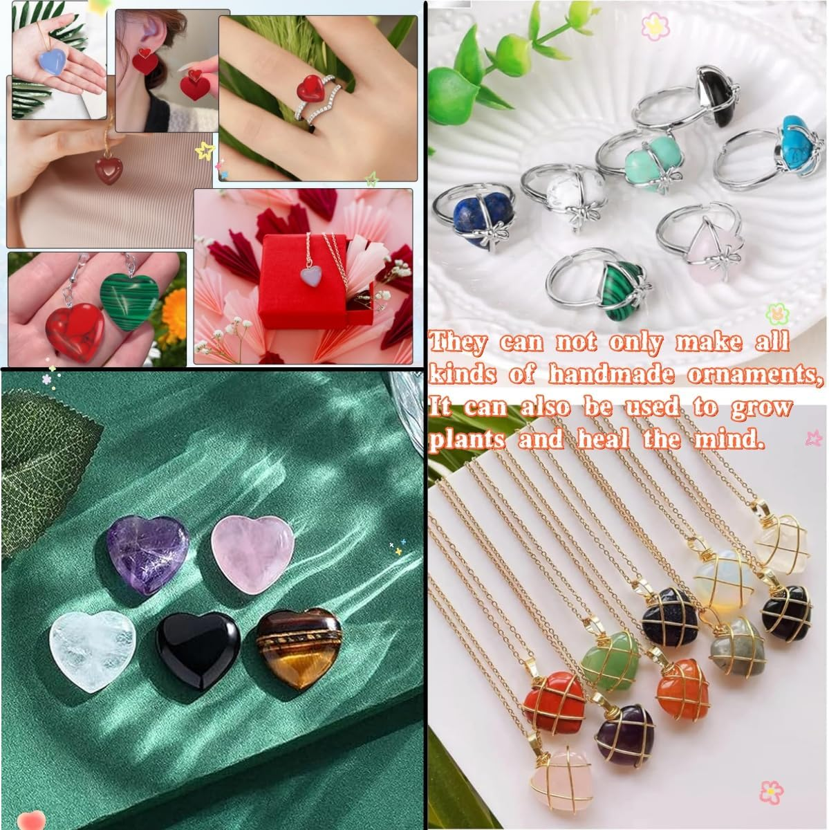 Heart-Shaped Worry Stone Colored Gemstone Crystal Meditation, Random Pattern Heart-Shaped Pocket Polished Gemstone Heart Treatment Crystal Gift Chakra Reiki Yoga Meditation to Relieve Anxiety and Stress 20 Pieces image number 3