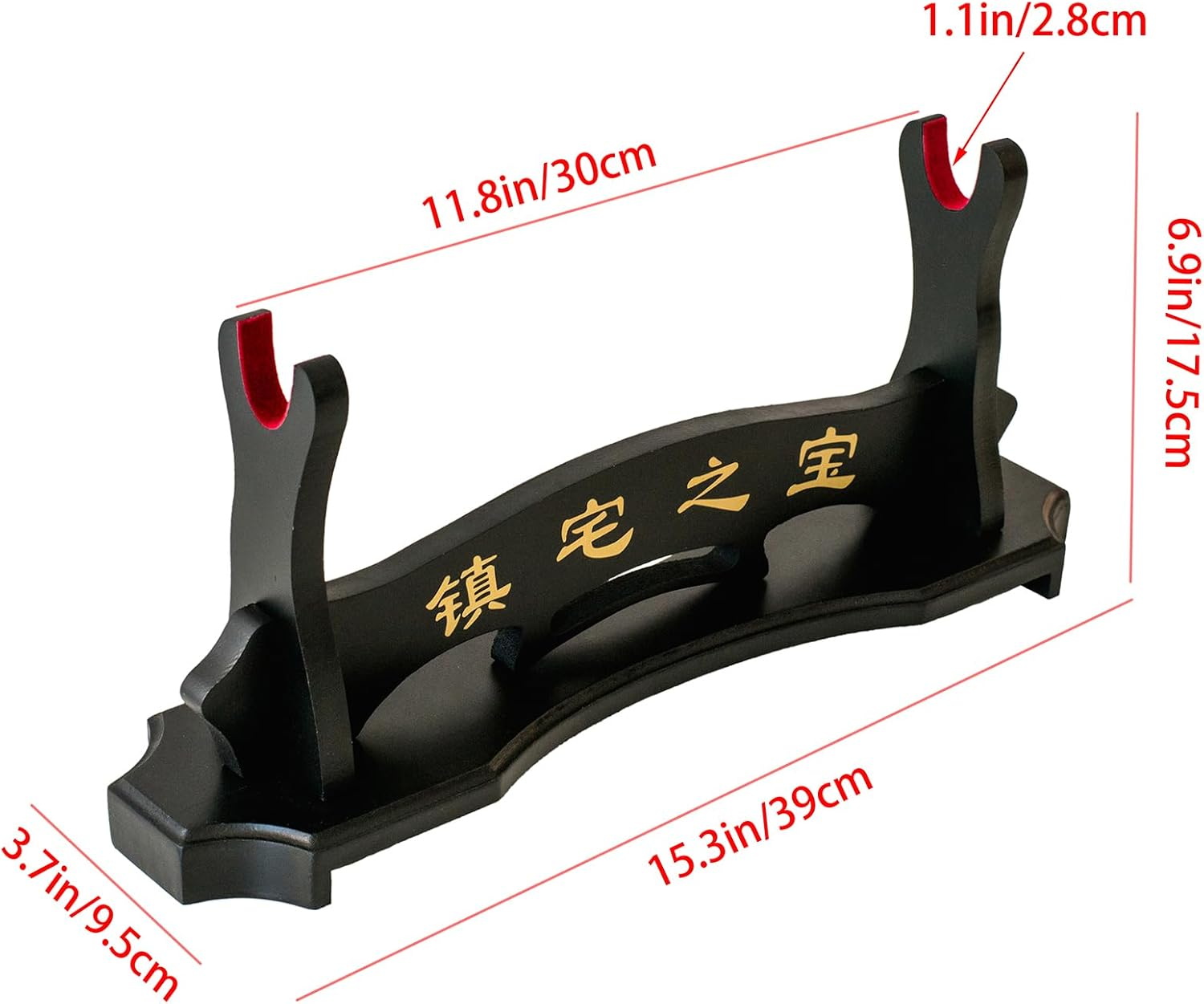 FOXSMZZ Sword Holder Samurai Sword Stand Display Katana Wakizashi Tanto Velvet Padded Wall Hanger Sword Rack (1 Tier) image number 2