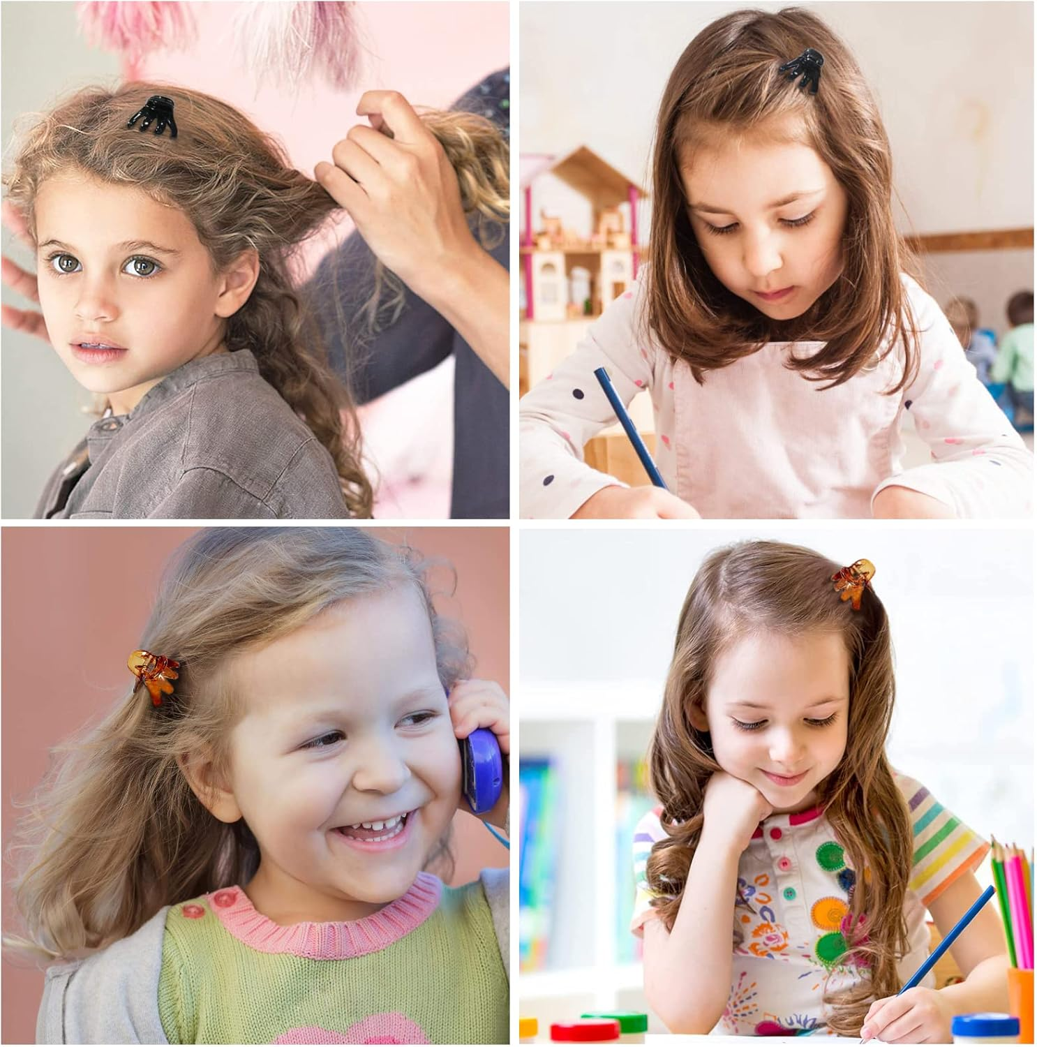 Kavya 14 Pcs Small Claw Clips Stylish Grip Octopus Mini Hair Clips for Fine Hair Plastic Non-Slip Hair Claw Clip Hairstyling Accessories for Women Girls(4Cm Black and Brown) - Set-2 image number 5