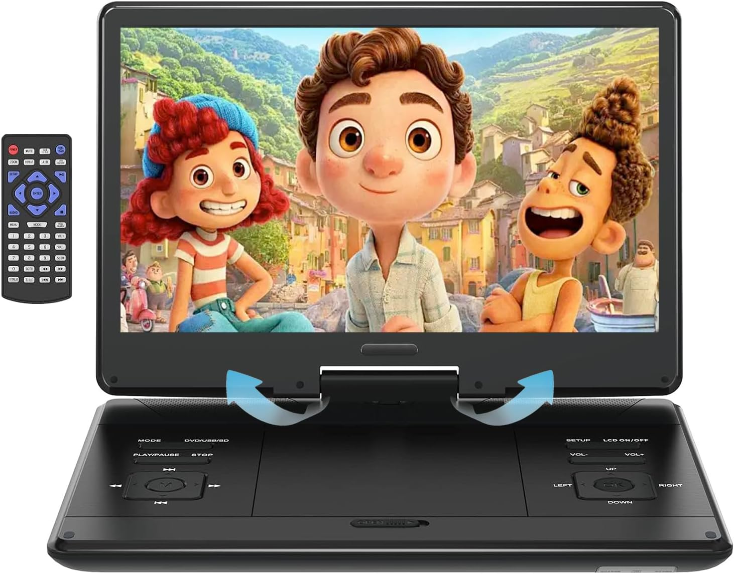 MINYII Portable DVD Player for Car with 11.5" Swivel HD Screen 2500 Mah Rechargeable Outdoor CD Player Support Sync Screen to TV, Support SD Card/Usb/Multiple Disc Formats (Black)