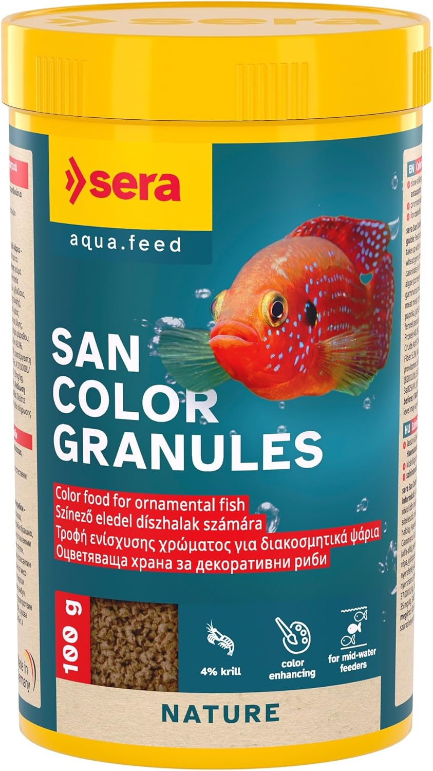 Sera San Colour Granules, Colour Food for Ornamental Fish Eating in the Middle Water Zone, for Freshwater Aquariums, 1L (420G) image number 2