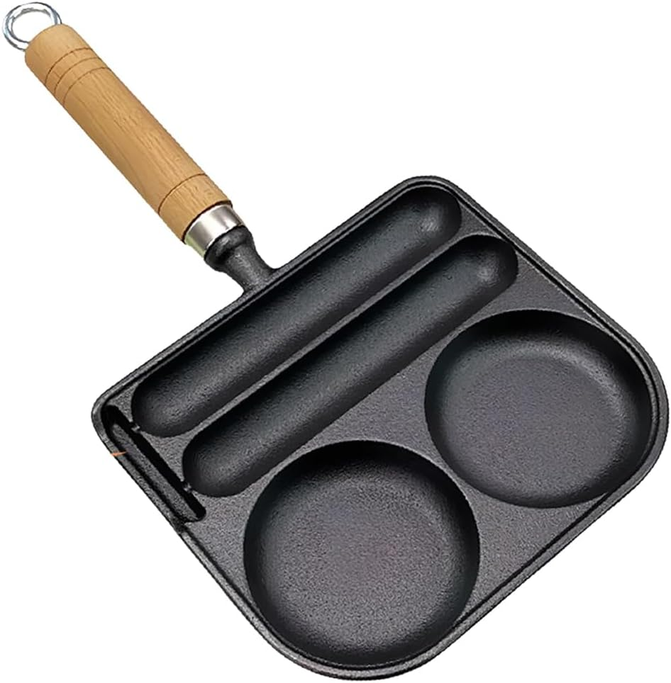 Nonstick Egg Frying Pan, 2-Cup Breakfast Skillet for Pancakes, Burgers & Sandwiches, Multi-Section Divided Pan, Easy to Clean, Compatible with Gas Stove & Induction Cookware image number 3