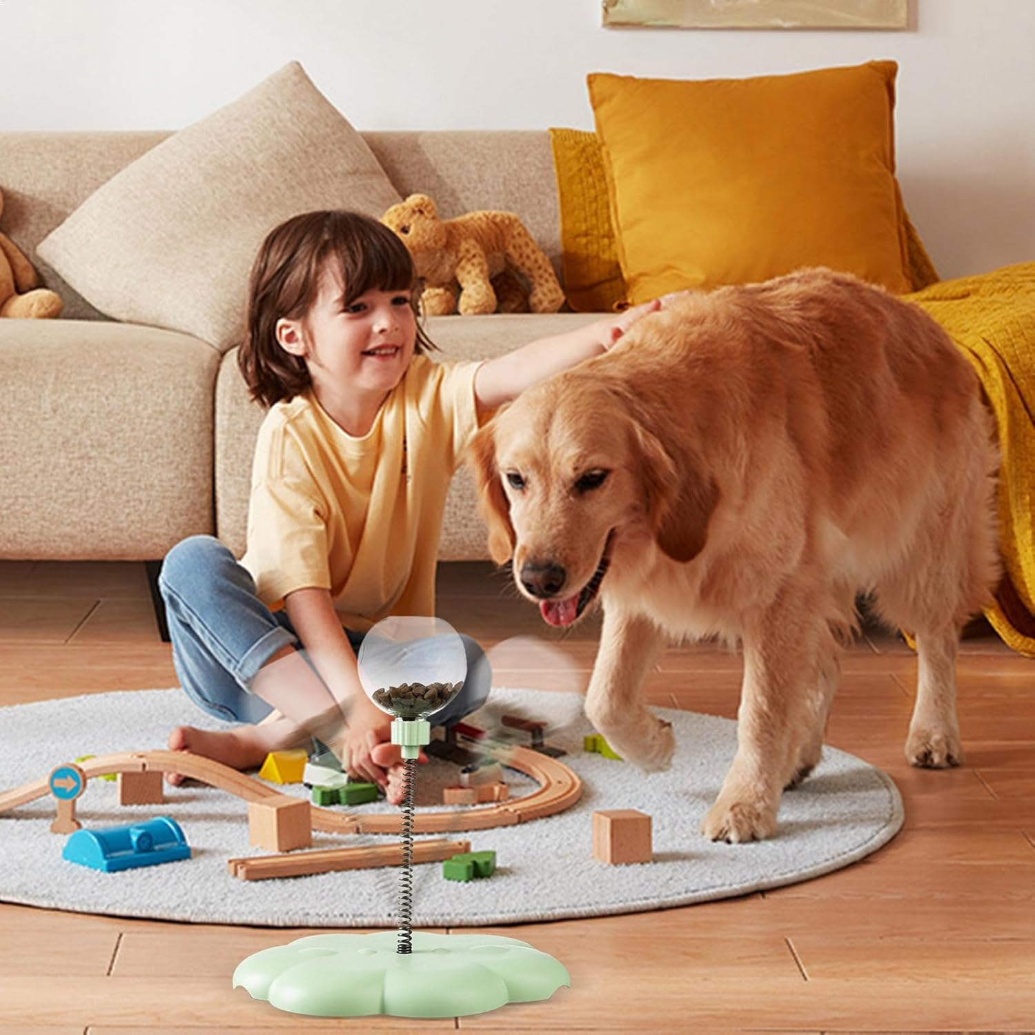 Wobbling Dog Treat Toy,Wiggling Treat Toy for Dogs,Cat Interactive Dispenser with Spring,Cat Food Dispenser Toys,Snack Ball Dog,Leaking Treats Ball Pet Feeder Toy image number 6