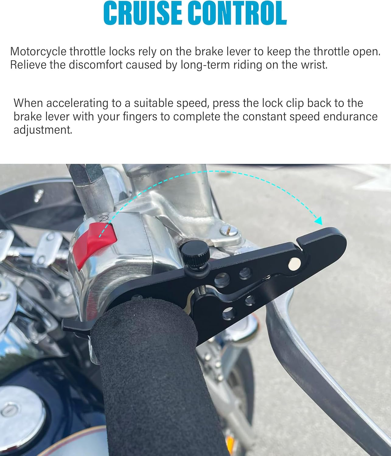 RACOONA Motorcycle Cruise Control,Motorcycle Throttle Lock,Motorcycle Cruise Control Throttle Lock,Car Accessories Throttle Assist Wrist with Silicone Ring Protect Throttle Control System image number 1