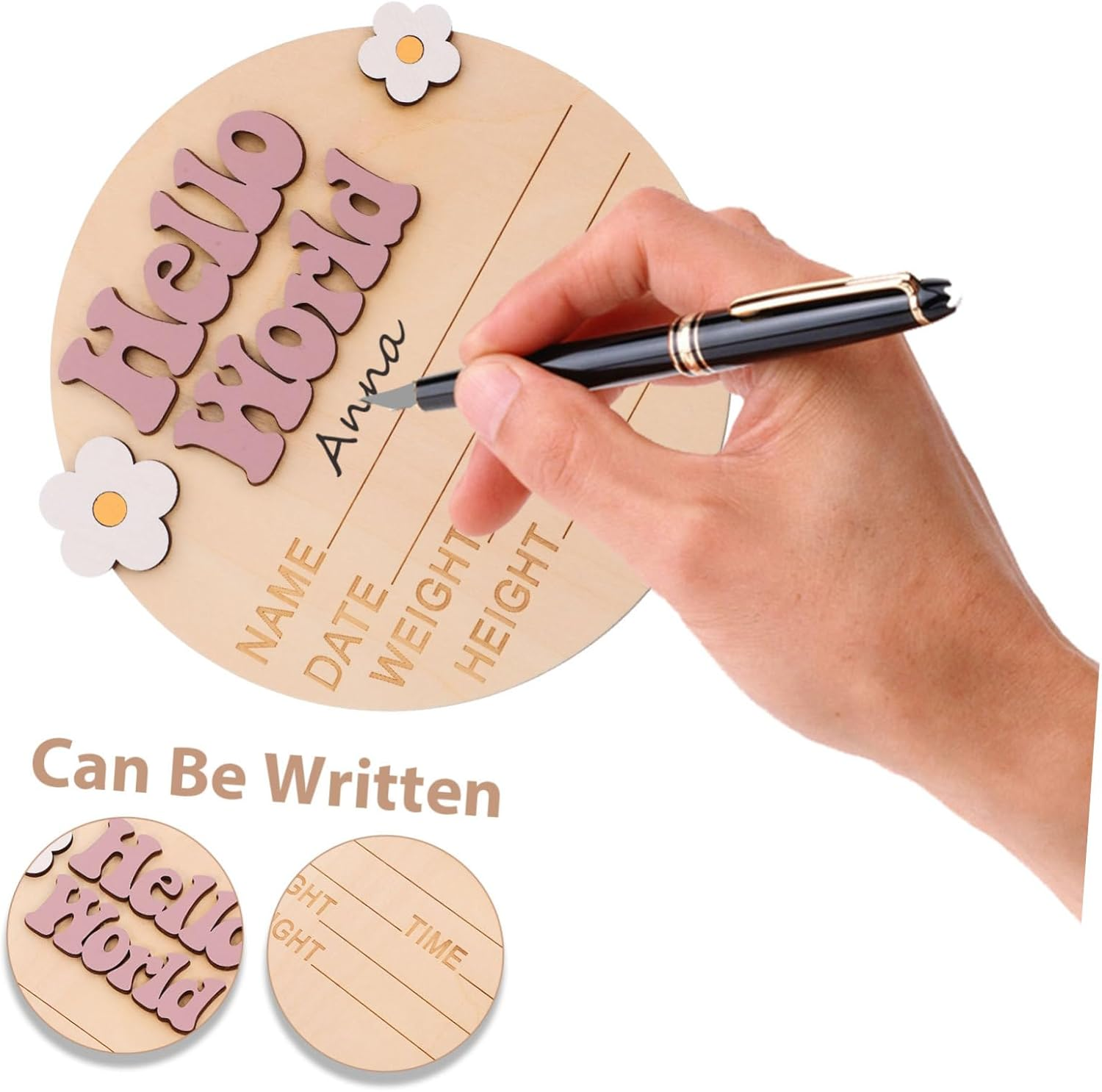 Didiseaon Growth Commemorative Card Wood Newborn Milestone Sign Name Birth Announcement Welcome Photo Prop Decorations - Multi image number 4