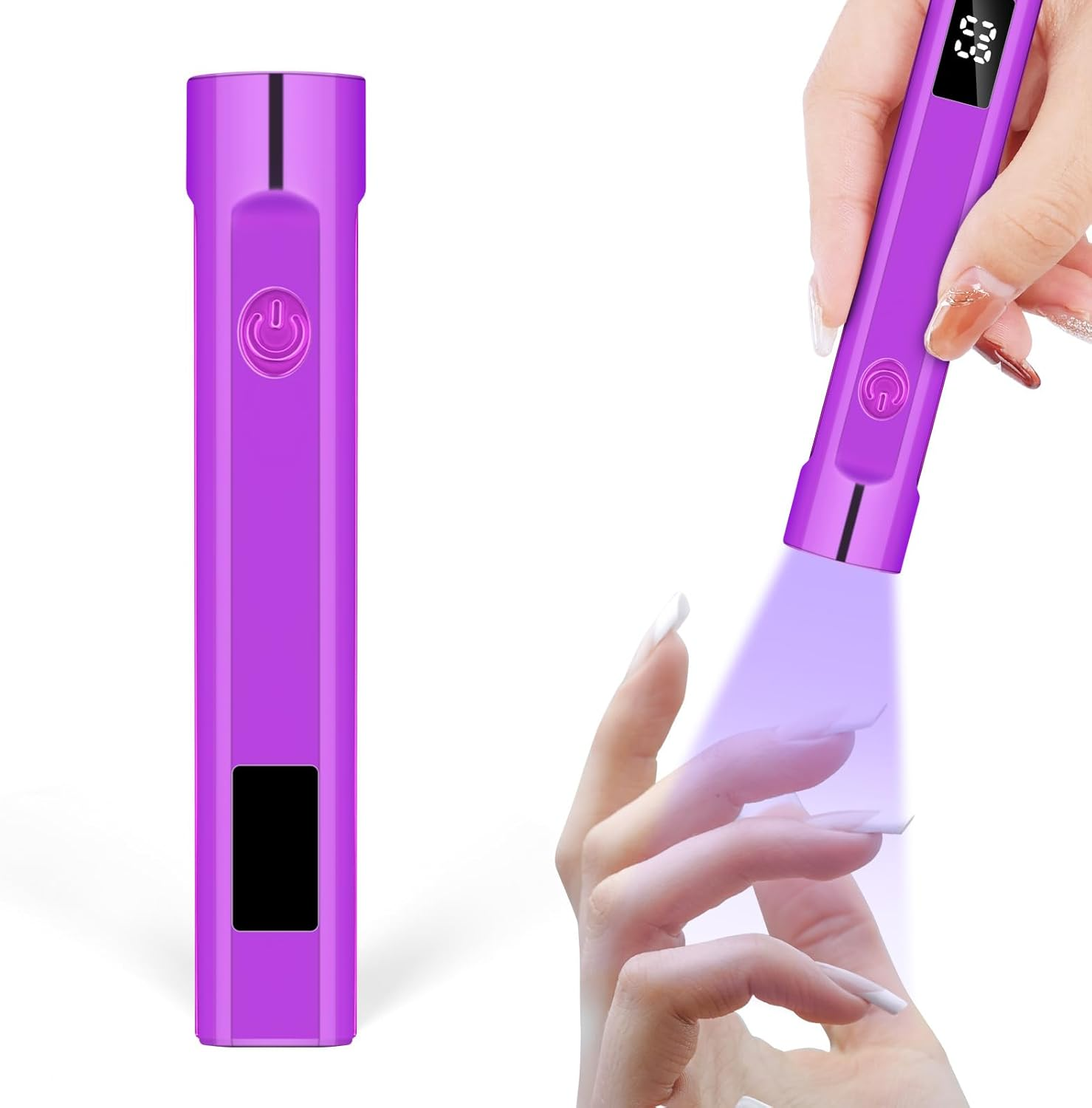 LOPHE UV Nail Lamp for Gel Nails, Handheld Adjustable Nail Gel Lamp with Bracket, USB Nail Dryer Light with LED Screen and 45S 60S Timer, Fast Curing Handheld Nail Lamp for Women Nail Art