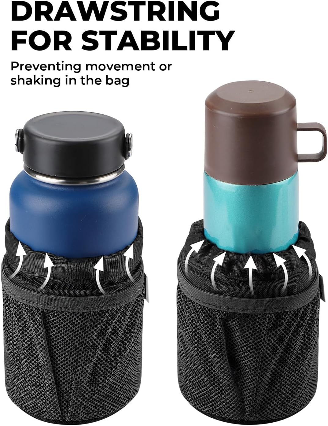 KEMIMOTO Motorcycle Cup Holder, Universal Cup Holder with 0.6"-1.5" Alligator Clamp and 2 Individual Mesh Pockets, Cup Holder for Motorcycle Kayak Bike ATV UTV Scooter Boat Walker image number 4