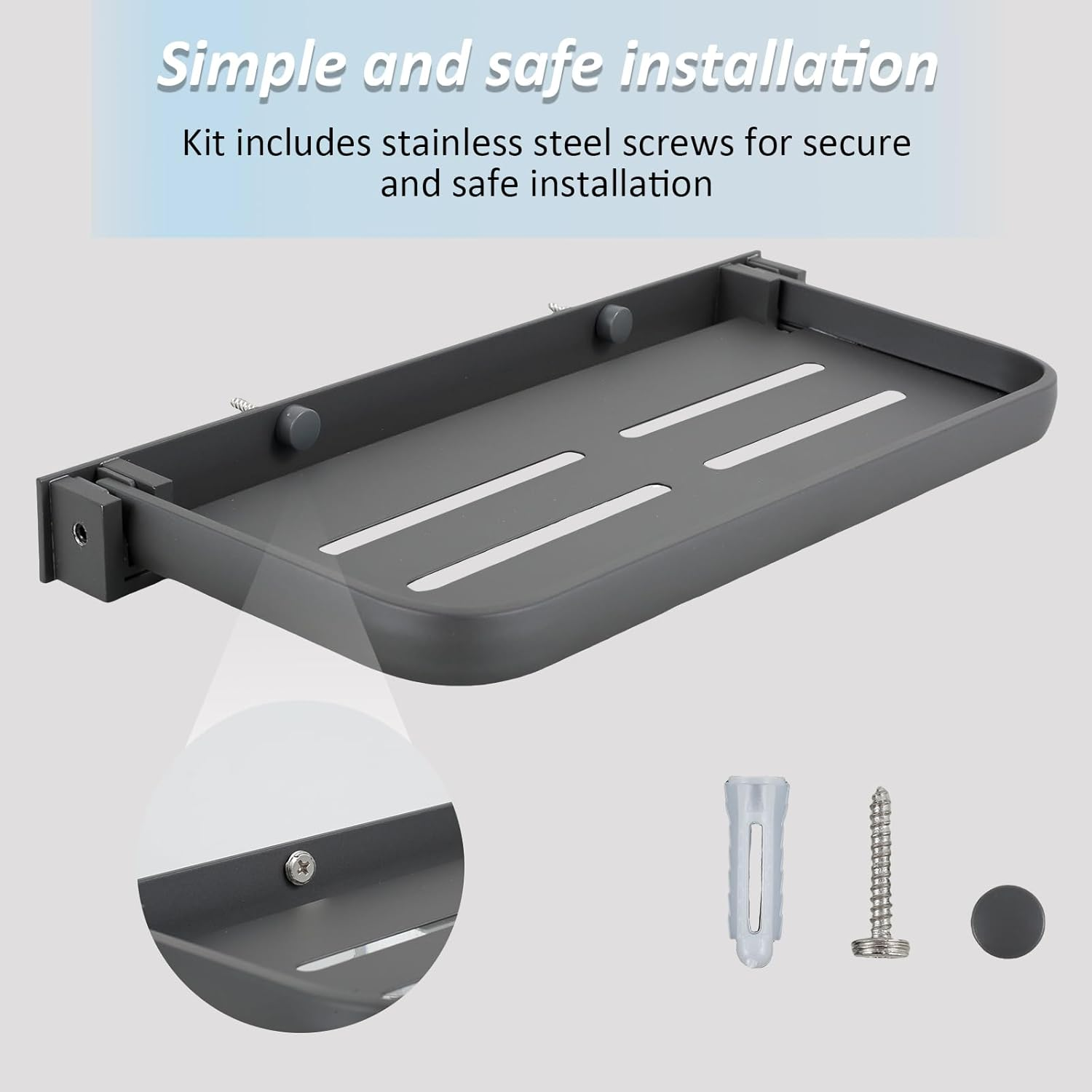 Podhey 2Pcs Aluminum Foldable RV Shelf, Wall-Mounted Folding Shelf, Compact Space-Saving Accessories for inside Camper, Caravans, Bathroom image number 4