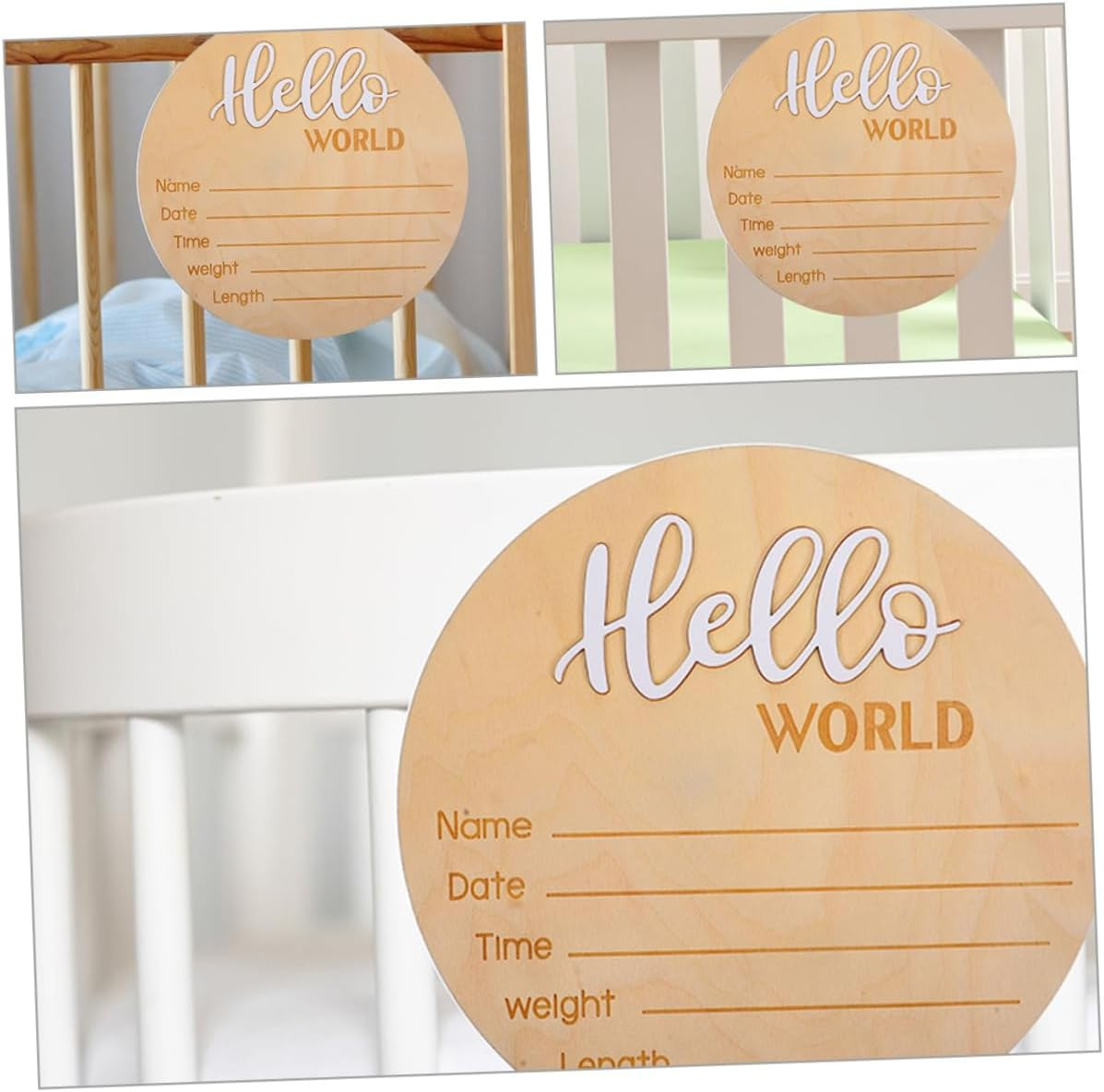 Wooden Baby Announcement Sign Newborn Name Sign for Hospital Newborn Photo Prop 2Pcs image number 6