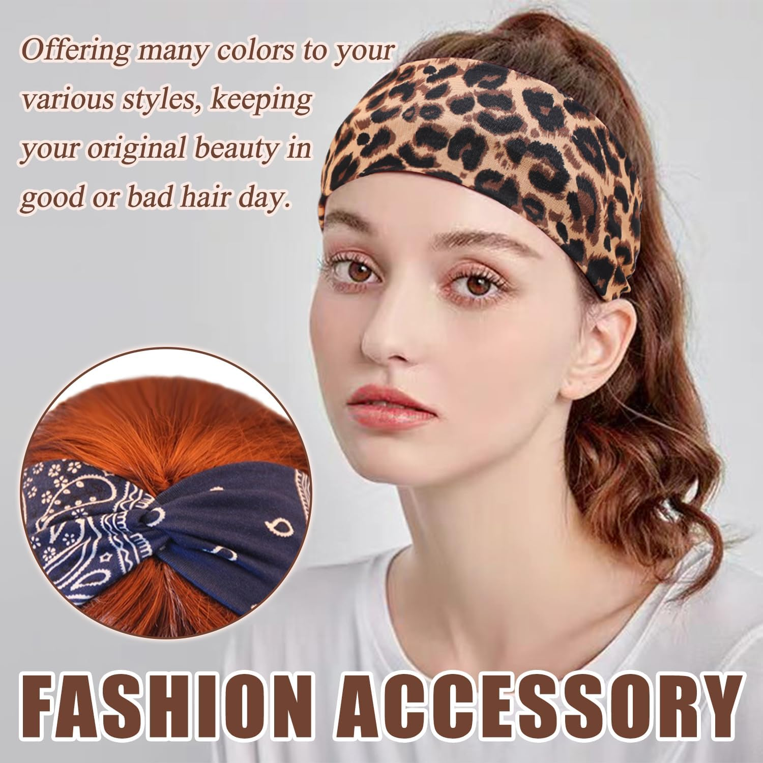 SYEYCW Pack of 6 Women'S Hair Bands, Sports Headbands, Elastic Headscarf, Soft Boho Multicoloured Headband, Non-Slip and Breathable Hair Bands, for Yoga, Cosmetics, Sports, Hair Accessories, Summer image number 4