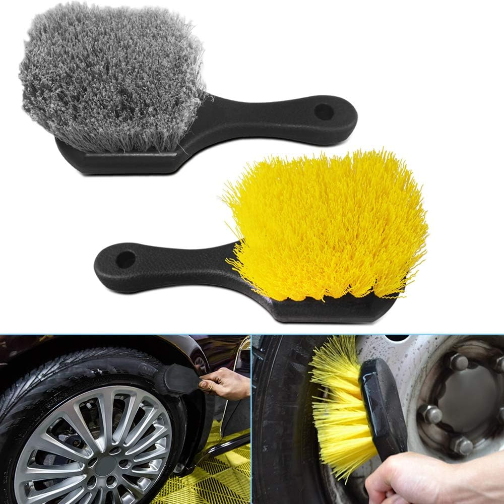 2 Set Wheel & Tire Brush Cleaner for Car, Finegood Wheel Brushes for Cleaning Wheels Auto Wheel Cleaning Brush Bristle Brush Cleaning Tools image number 1