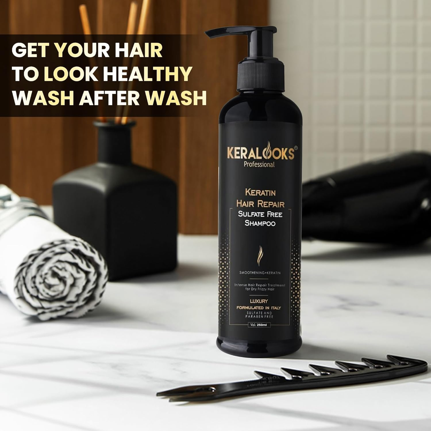 Keralooks Professional &reg; Keratin Shampoo+Mask Combo Pack (250Ml) and Argan Hair Serum 50Ml |Promote Silky,Smooth,And Frizz-Free Hair (Sulphate-Free) image number 5