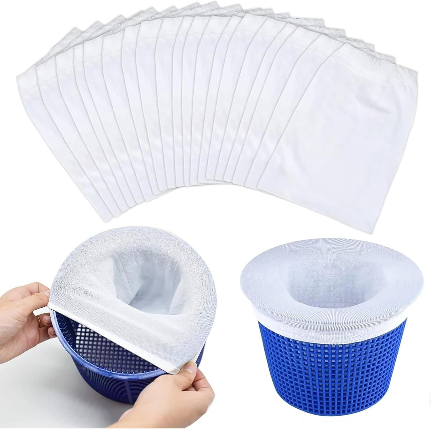 30-Pack Reusable Pool Skimmer Socks - Ultra-Fine Mesh Filter Socks for Effective Debris and Leaf Removal, Compatible with Skimmer Baskets (White) image number 2