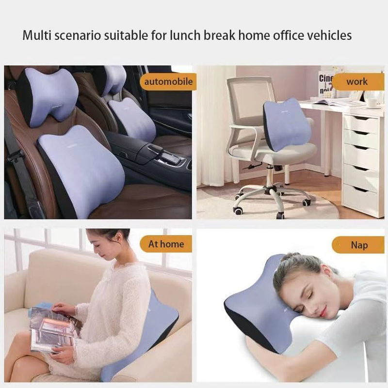 Car Seats, Car Waist Support Cushion, Memory Foam Neck Pillow Backrest Cushion Head Pillow Neck Pillow, Ergonomically Designed Four Seasons GM Office Seat Cushion (Yun Mo Grey Waist Cushion)