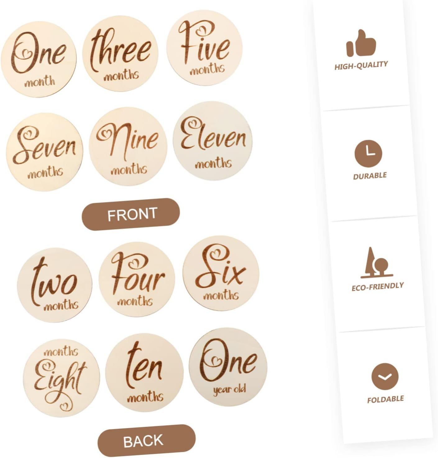 6Pcs Double Sided Milestone Cards Photo Props Newborn Month Commemorate Keepsake for Birthday and Growth Announcement image number 6