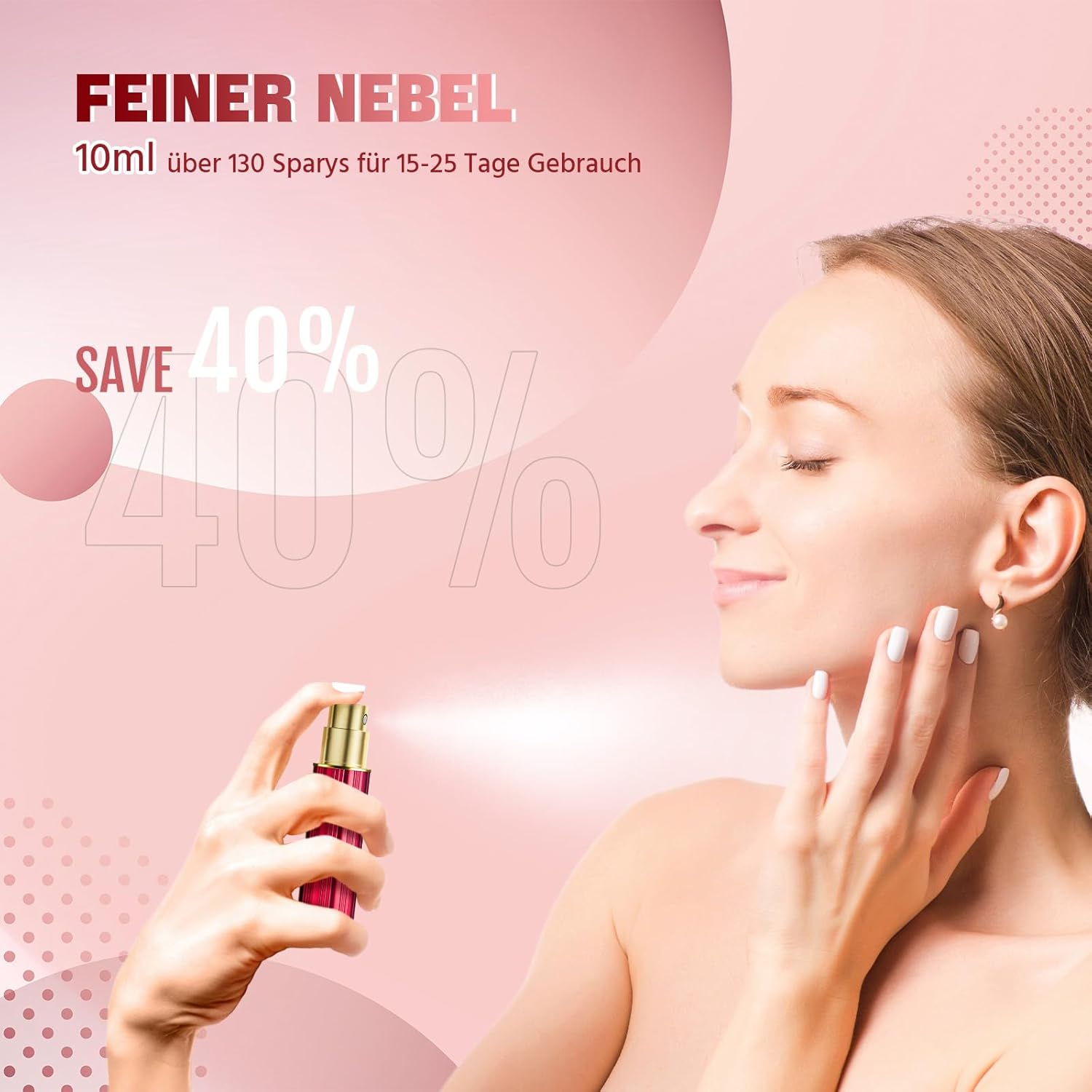 JOOMOKO Perfume Atomiser Refillable, 10 Ml Perfume Bottle, Empty Perfume Atomiser for Travel, Empty Perfume Atomiser Spray Bottle for Travel on the Go (Red) image number 2