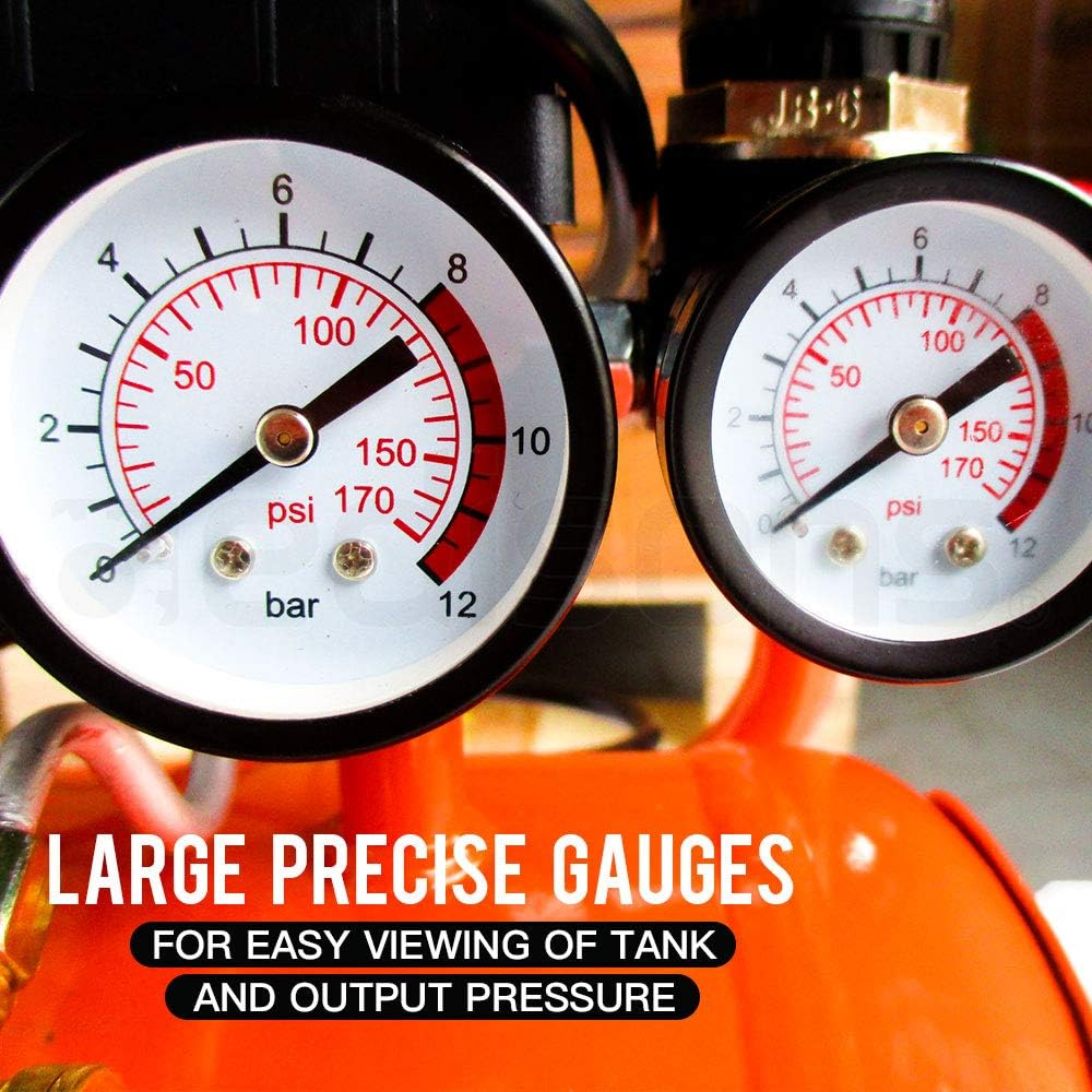 Unimac Portable Electric Air Compressor, 24L 2HP Direct Drive, Includes 5Pc Air Tool Kit image number 6