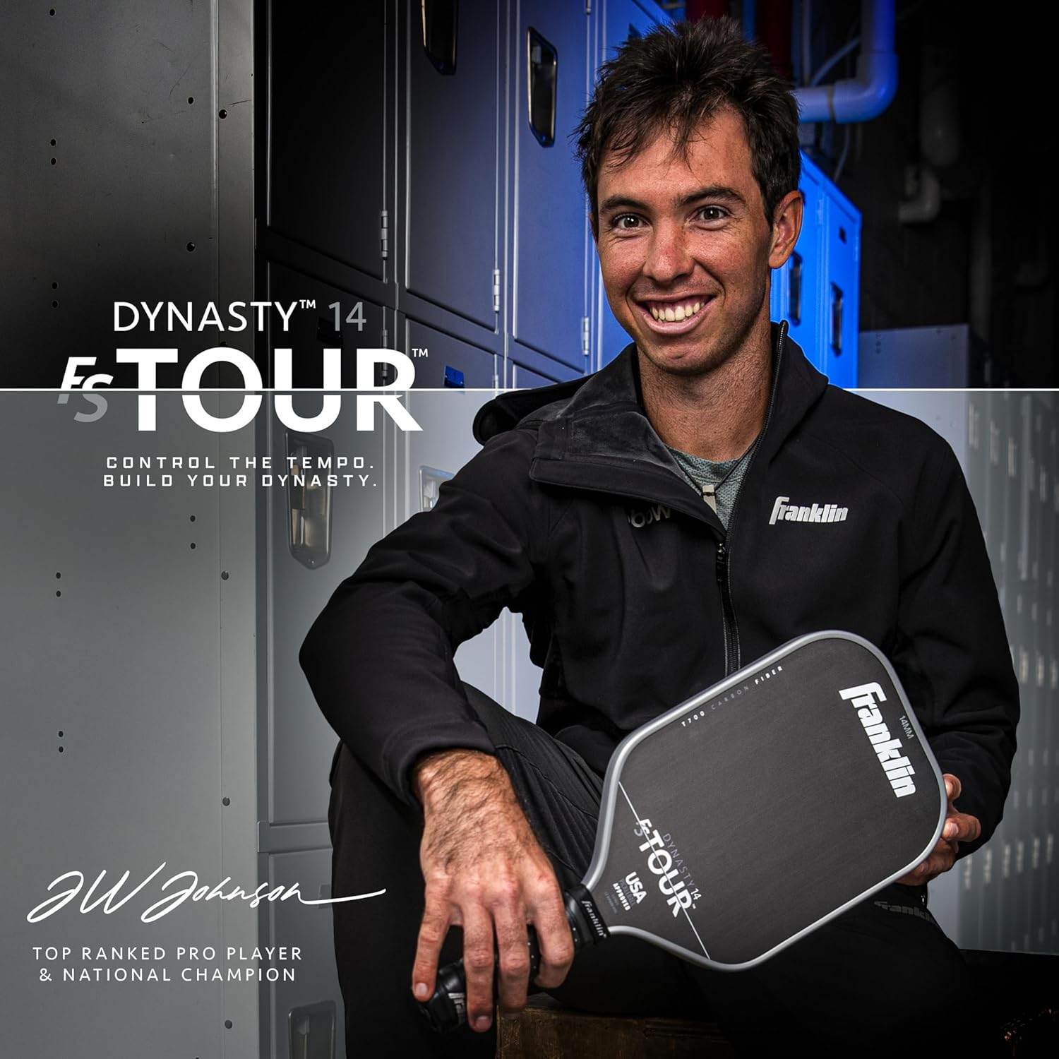 Franklin Sports Pro Pickleball Paddles - FS Tour Series Raw Carbon Fiber T700 - USA Pickleball Approved - Unibody Epoxy Resin Injected Edge - Dynasty + Tempo - 14Mm/16Mm Core - Gray, Blue + Pink image number 7