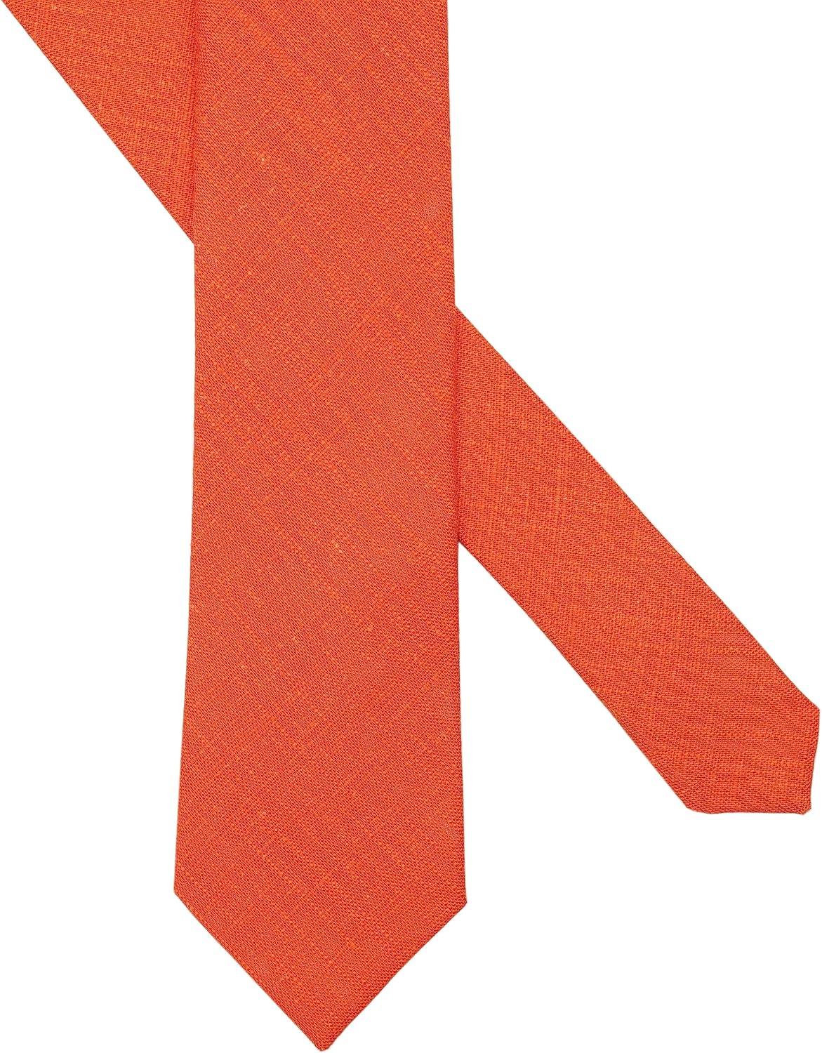 Men'S Skinny Ties, Belluno Cotton Linen Blend 2.5 Inch Solid Neckties - 16 Hunter image number 3