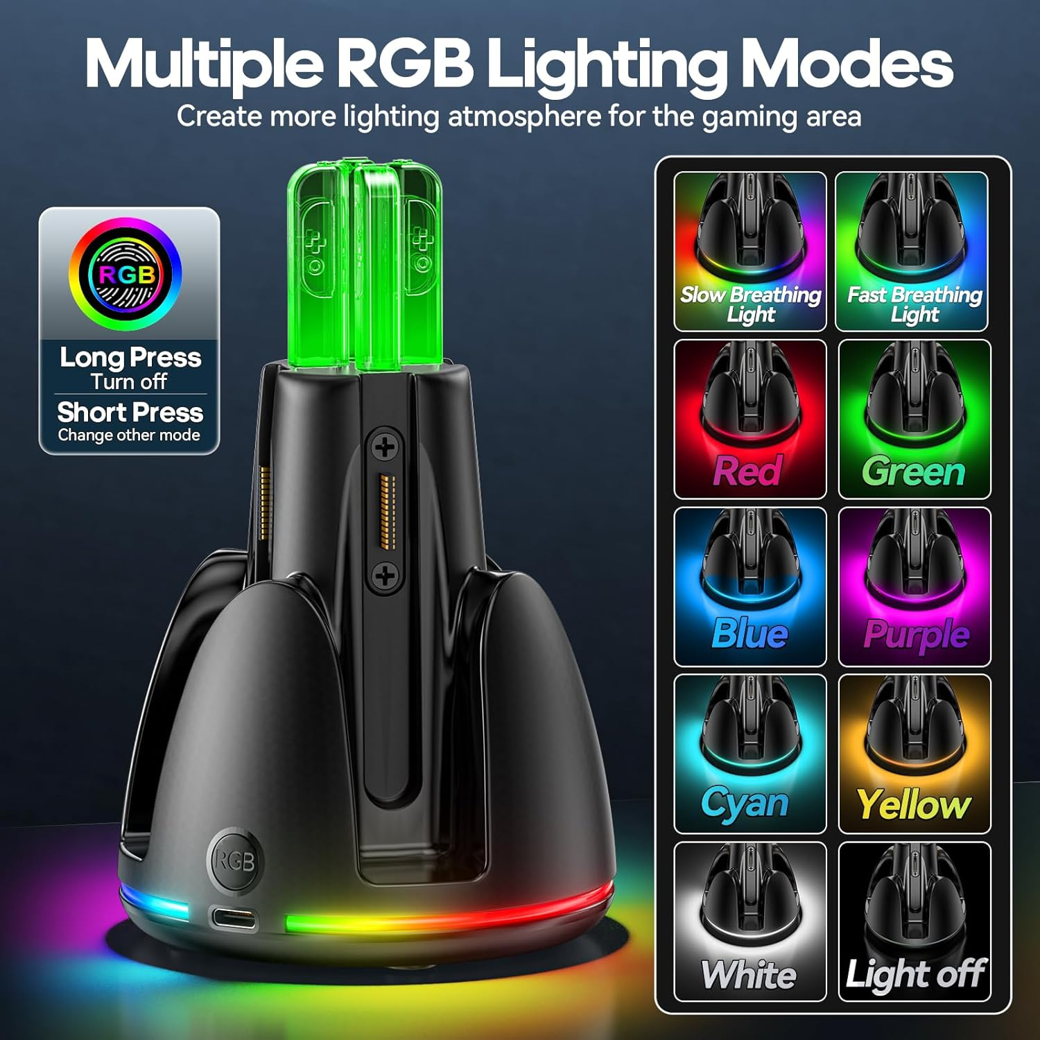 Tokluck Switch 2 Controller Charger with Strong Magnetic for Nintendo Switch 2 Joycon (2025), 4 in 1 Switch 2 Controller Charging Dock with Indicator, Joy Con 2 Fast Charger Dock Accessories Kit image number 5