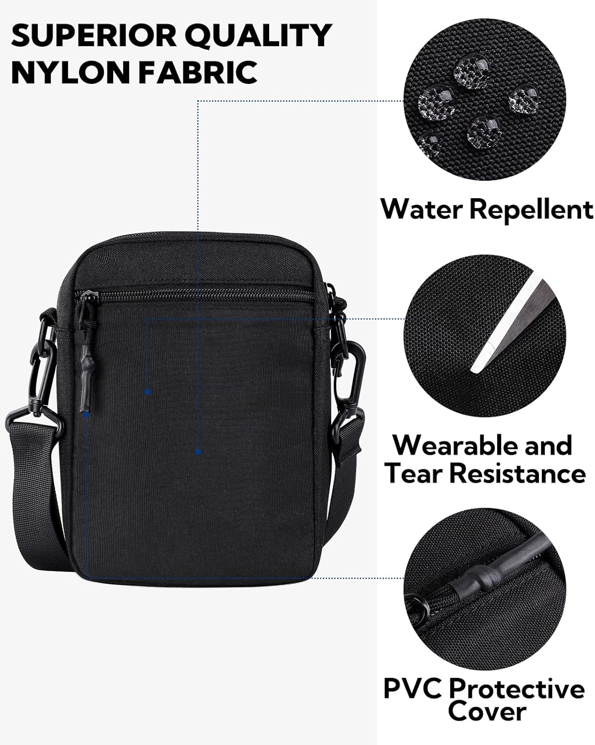 WATERFLY Shoulder Messenger Sling Bag: Crossbody Mobile Phone Case for Men and Women, Chest Bag for Hanging Small Mobile Phone