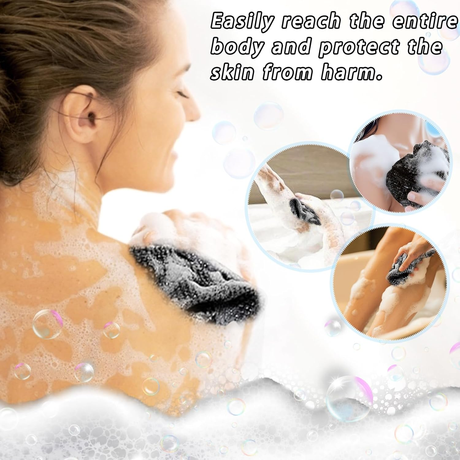 2 Pcs African Net Sponge Authentic Black Bath Sponge, Exfoliating Shower Scrubber Body Scrubber for Women Men, Back Scrubber for Shower image number 6