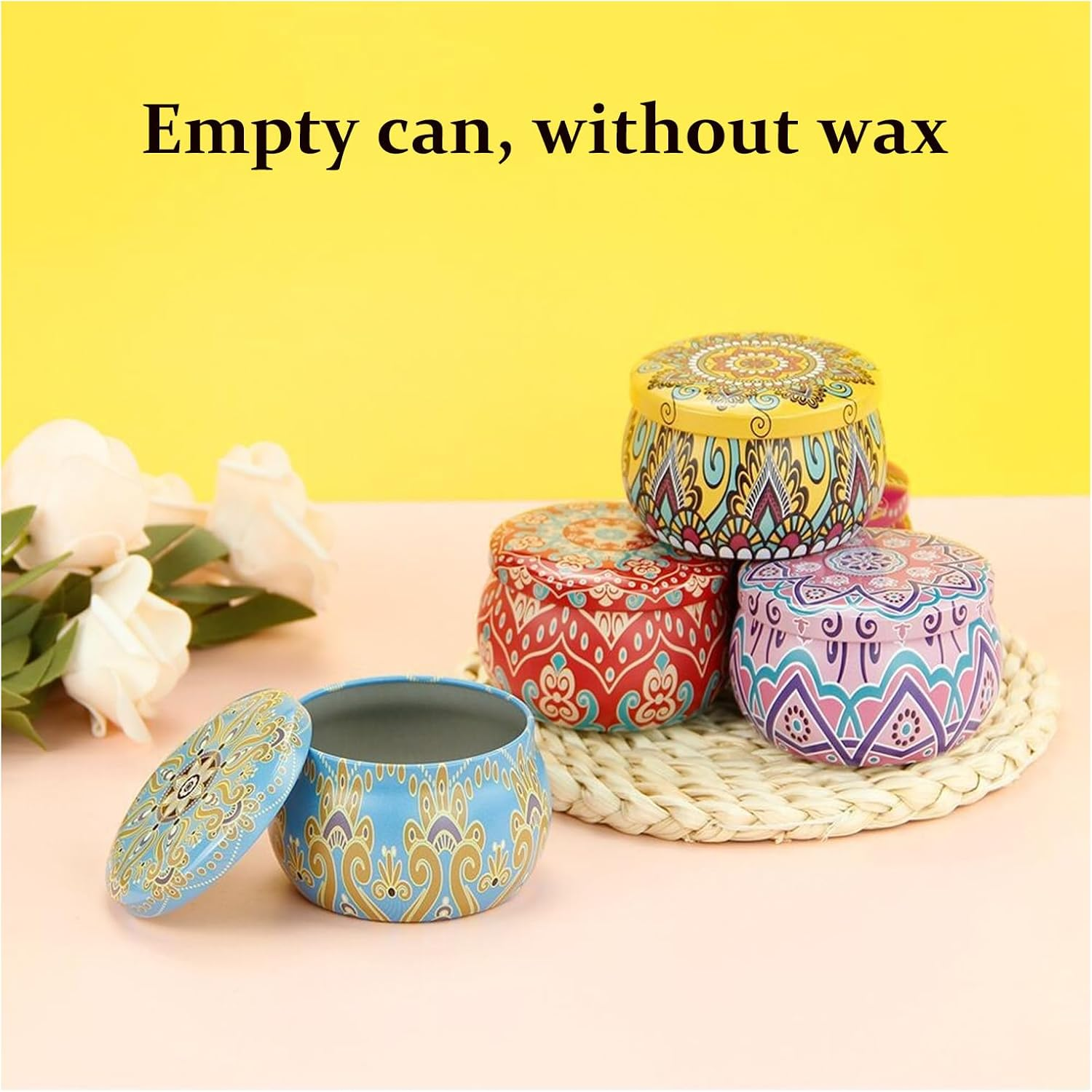 Shgarden 112Pcs Candle Making Kit 12Pcs 2.2Oz Empty Candle Jars with 100Pcs Candle Making Parts Metal Candle Tins Vintage Metal Containers with Lids Wick Holders for DIY and Storage SH0084 (Set B)