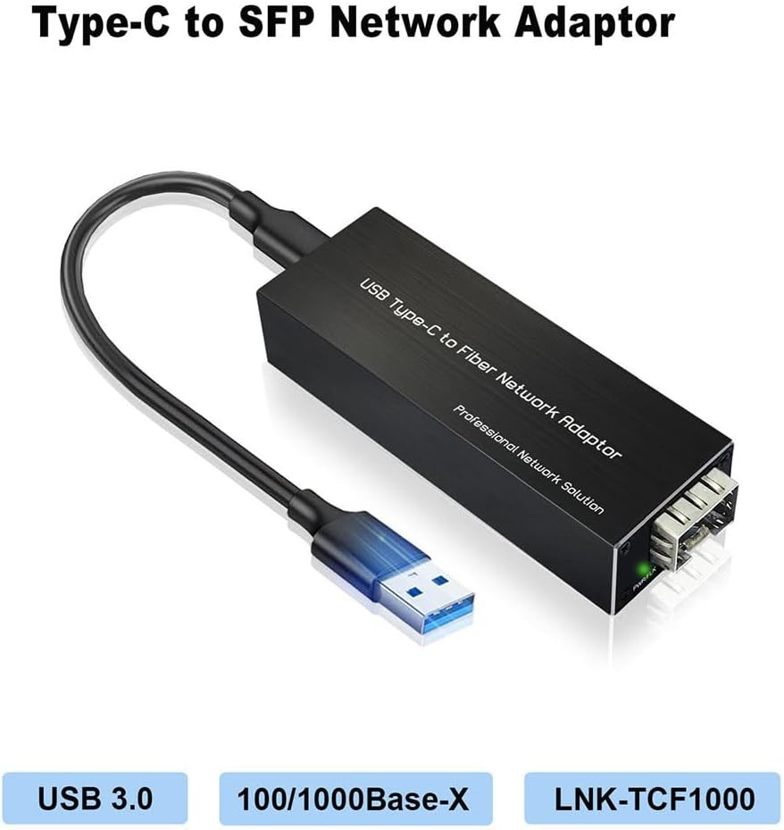 USB-C to SFP Gigabit Ethernet Adapter USB3.0 Type-C to 100/1000Base-X SFP Network Card