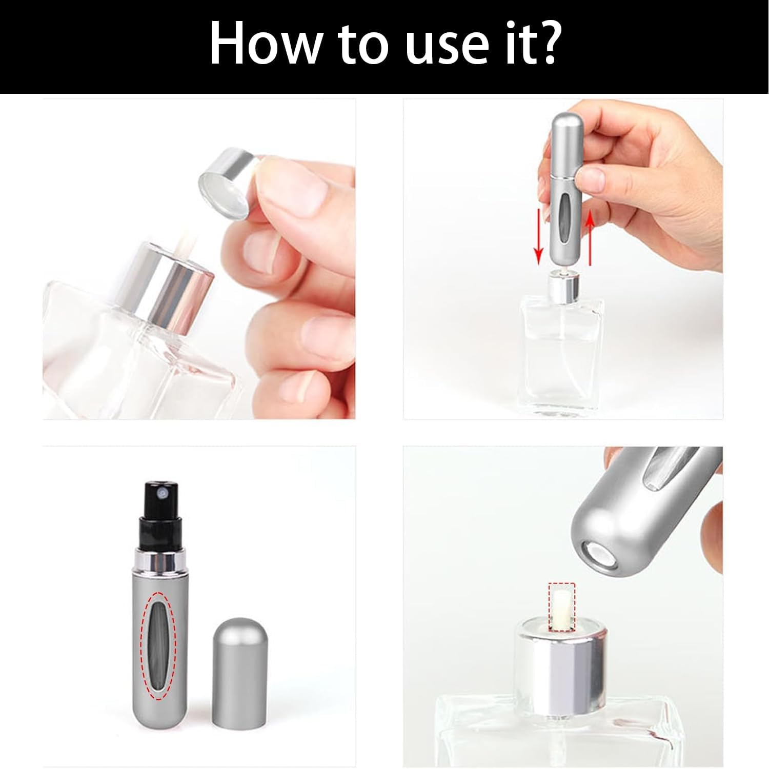 VNIDJGB 5 Pcs Perfume Travel Bottle,Matte Lightweight Refillable Perfume Bottle,Mini Portable Perfumes Refill Bottles,Easy to Refillable Bottles For,Empty Handbag,Purse,Luggage,Travel