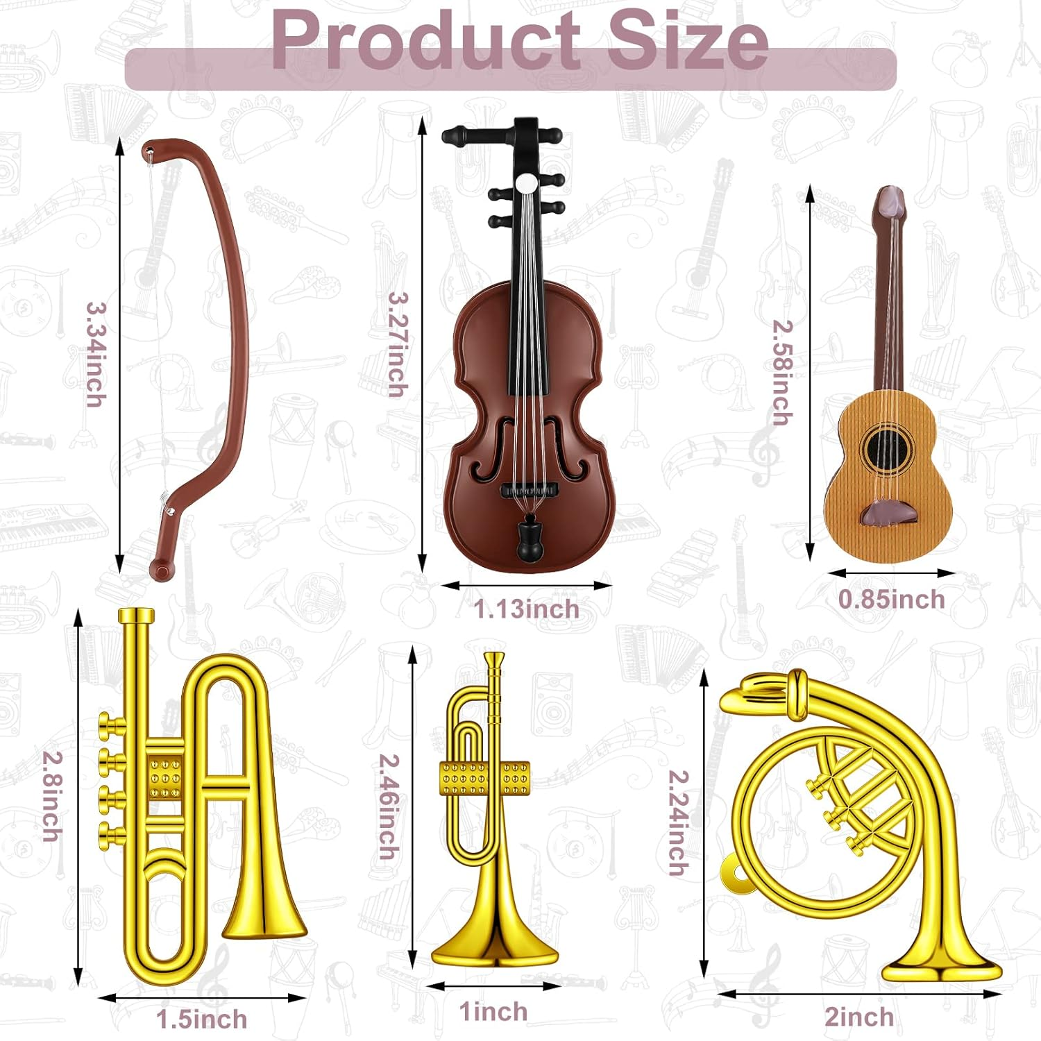 24 Pieces Dollhouse Musical Instruments Miniature Violin Piano Trumpet Saxophone Electric Guitar Tiny Instruments Set for Mini House Musical Room Succulent Garden (Black Piano) image number 5