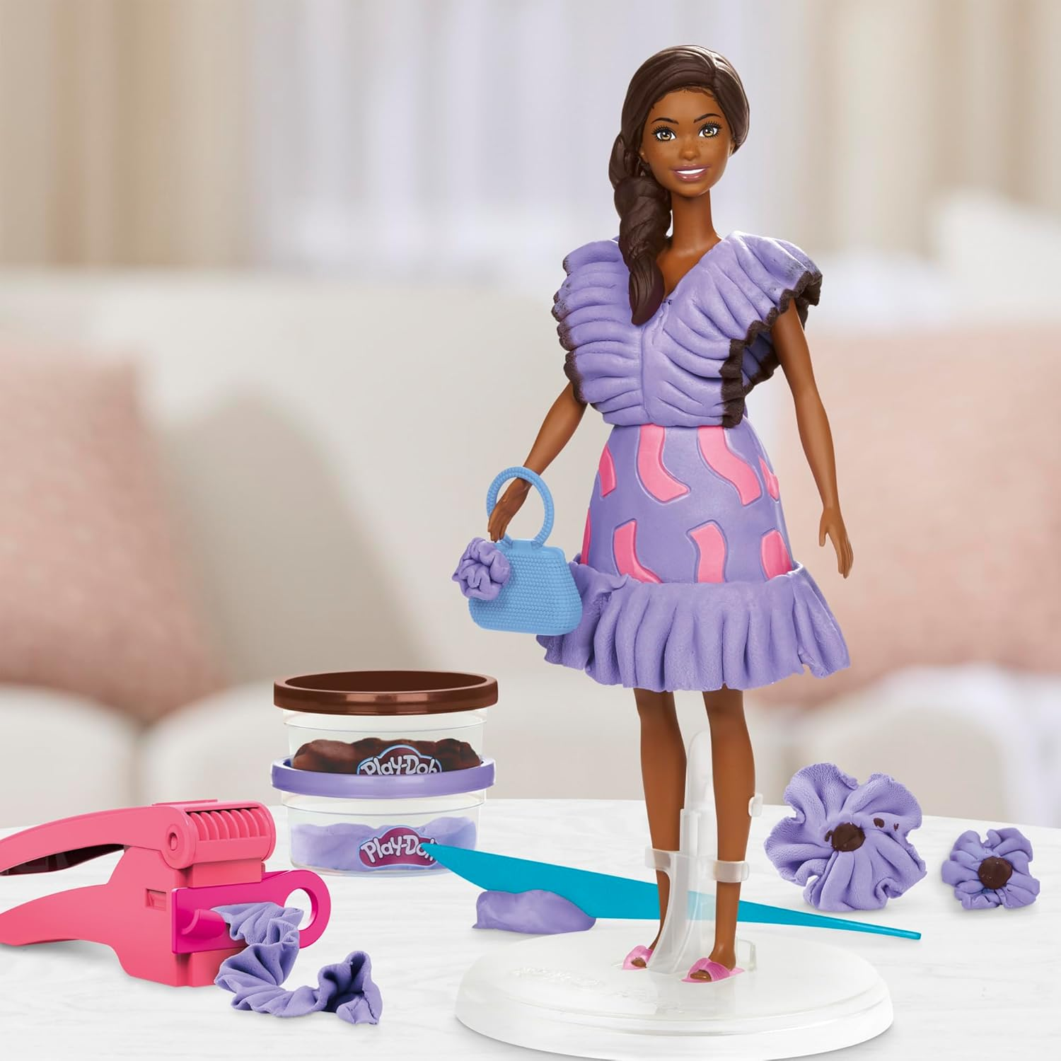 Play-Doh Barbie Ruffles & Braids Doll Set image number 5