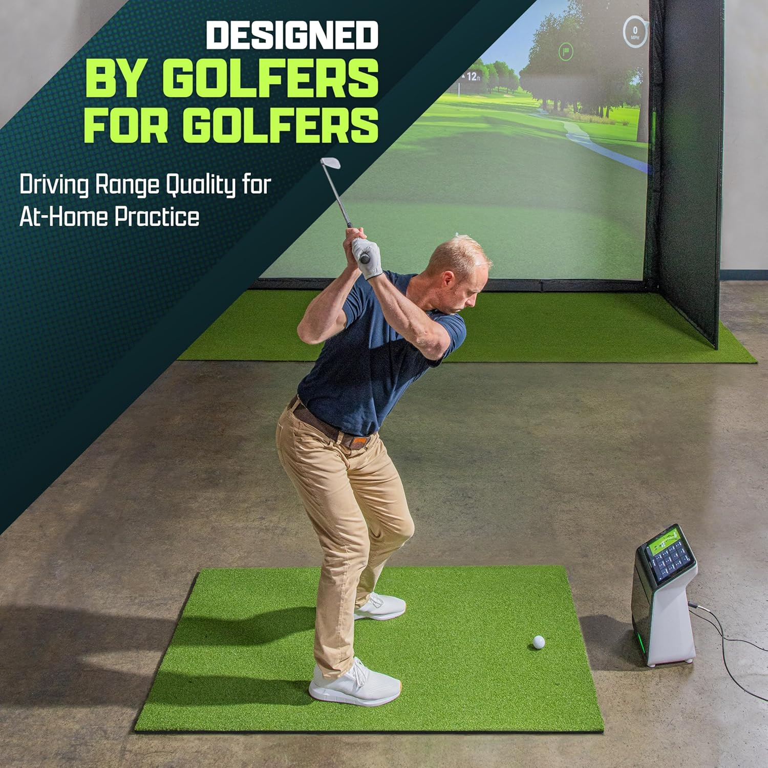 Golf Hitting Mats - Artificial Turf Training Mat for Indoor/Outdoor Swing Practice, Includes 3 Rubber Tees - Choose Your Style image number 4