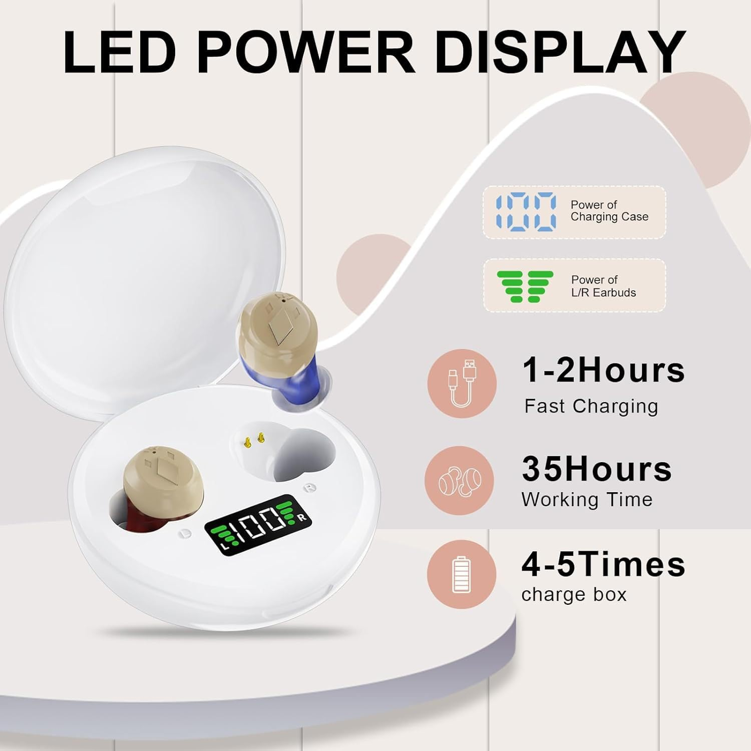Hearing Aids Battery Display Mini Noise Cancelling Hearing Aid for the Elderly image number 2