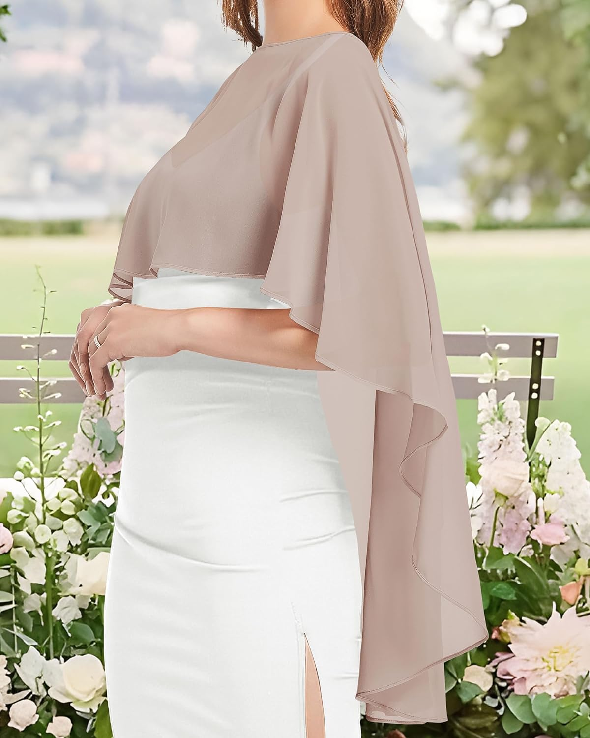 Womens Capelets Shawls and Wraps for Evening Dress Chiffon Capes Wedding Cover Up image number 4