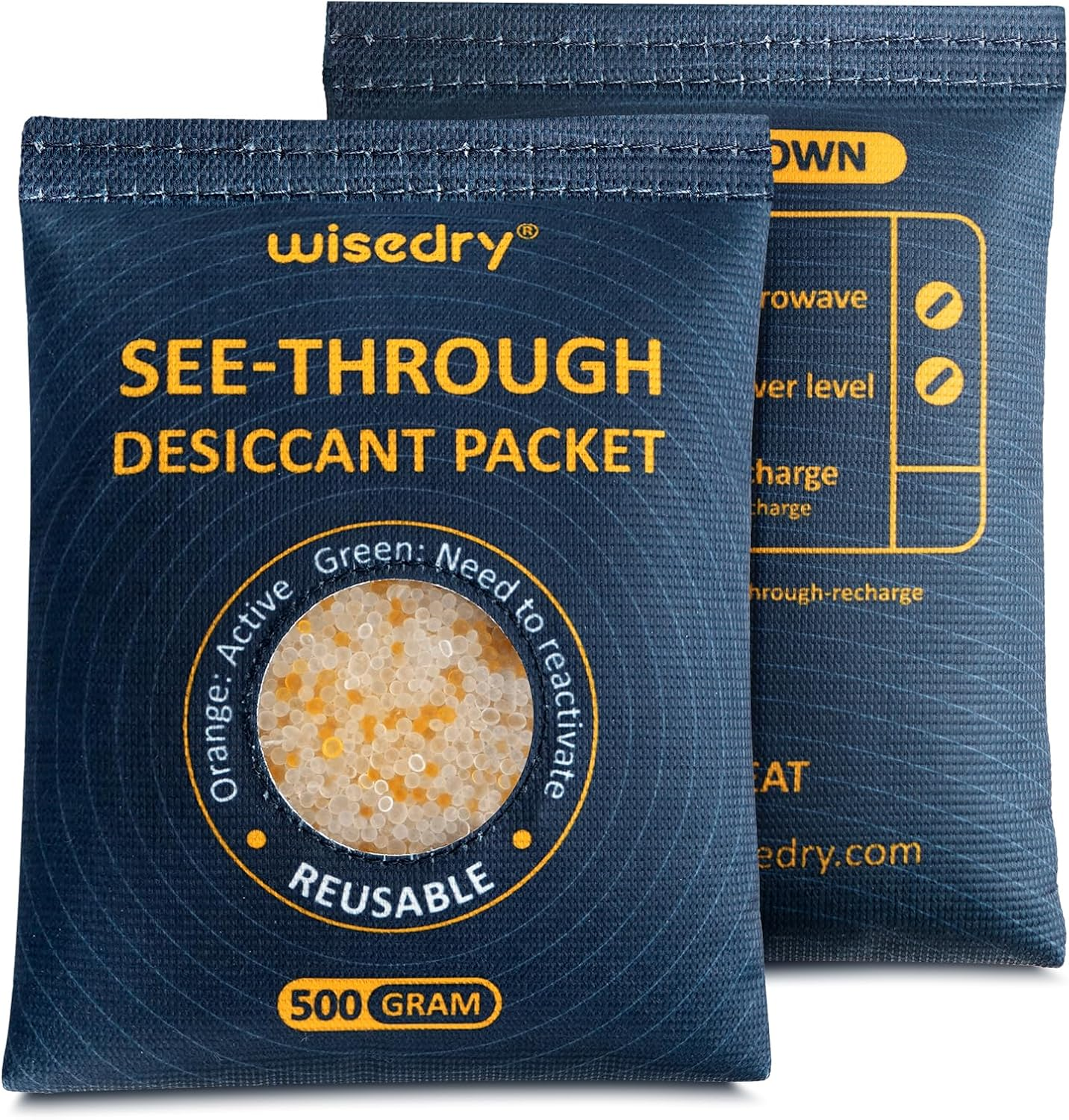 Wisedry 100G [5 Packs] See-Through Desiccant Packs for Storage, Reusable Color Indicating Silica Gel Desiccant Packets, Moisture Absorbers for Gun Safe, 3D Filaments, Toolboxes, Safe, Electronics image number 3