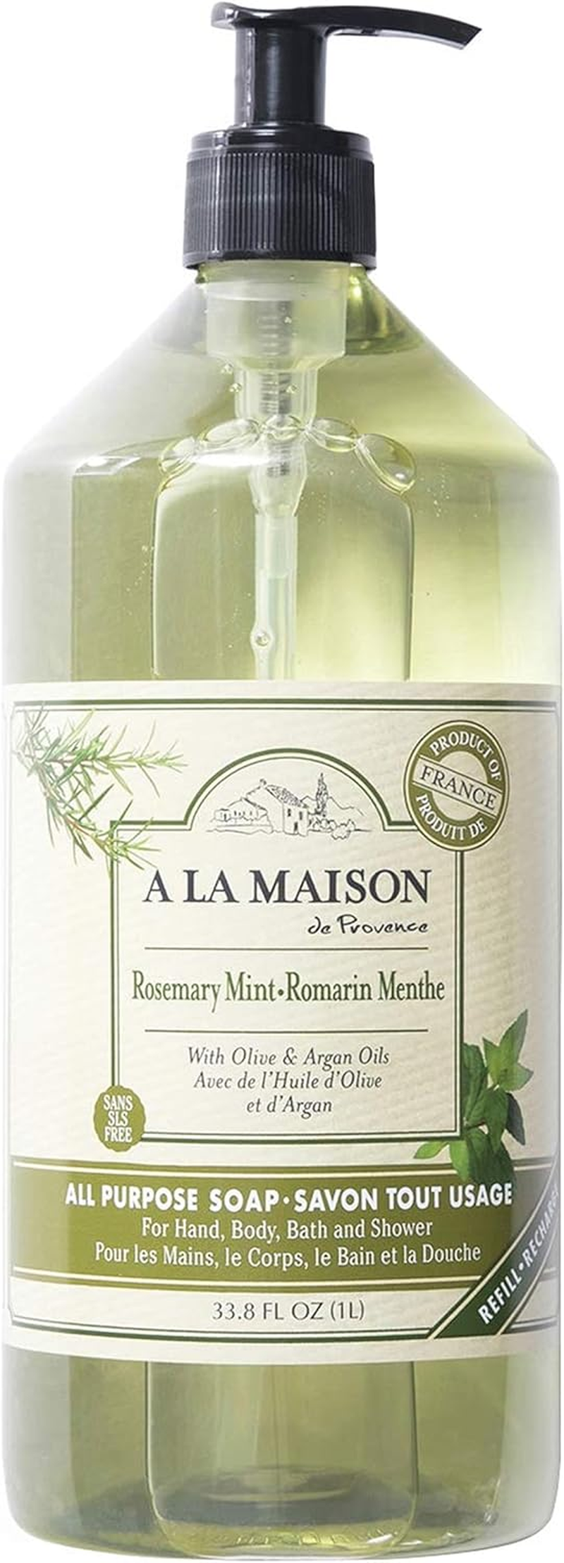 A La Maison - Traditional French Milled Liquid Soap for Hand & Body Citrus Blossom with Olive & Argan Oils - 16.9 Fl. Oz.