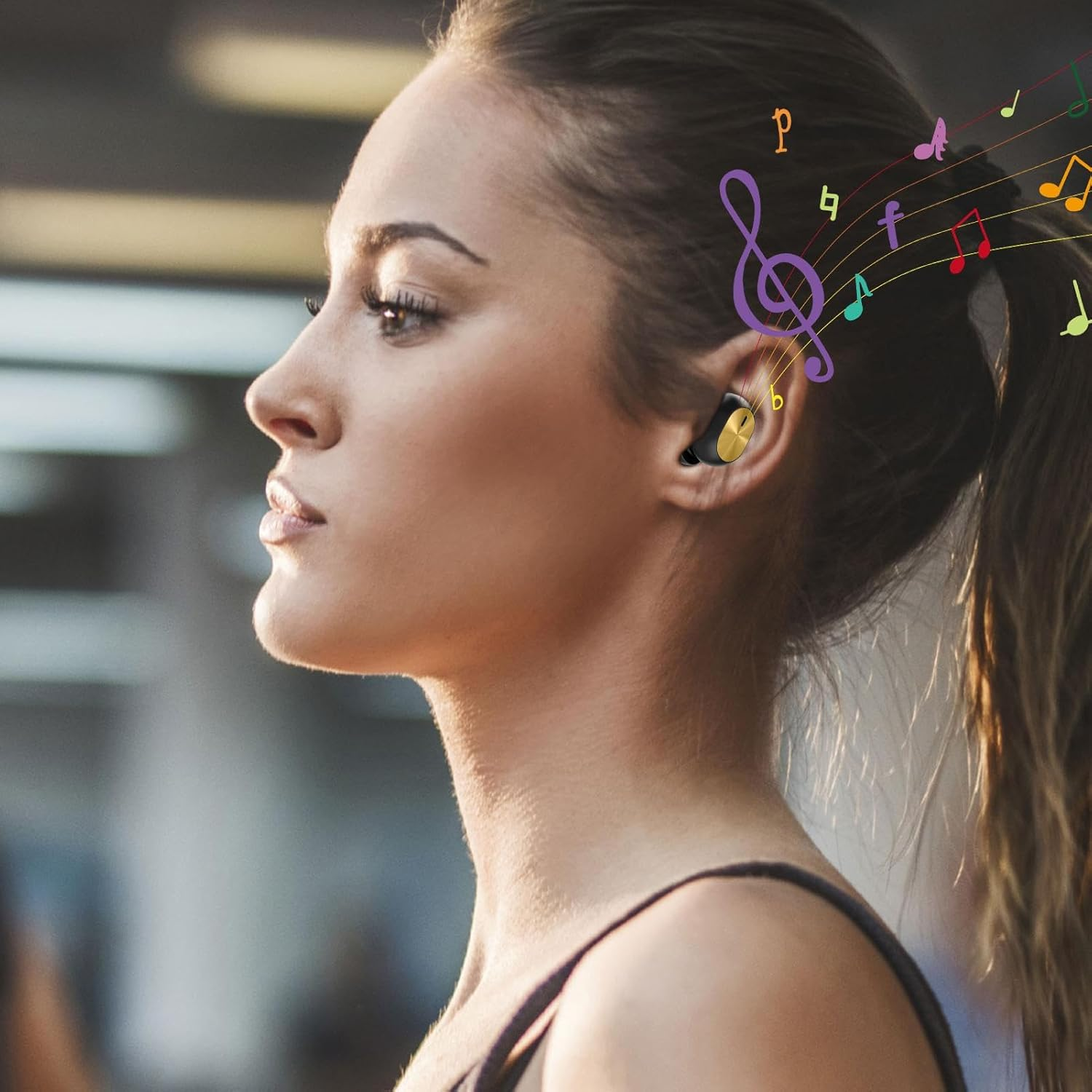 GEUGECY Wireless Earphones - Single Ear Headset for Phone,Mini High-Fidelity Calls Earbuds for Running Studying Hiking Driving Airplane Jogging Sports Cycling Meetings Workout