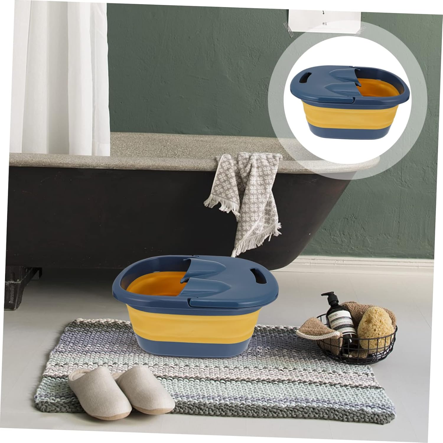 Beatifufu 1Pc Foot Soak Basin Portable Foot Massage Tub for Home Use Temperature Lock Baffle for Relaxation and Fatigue Relief image number 5