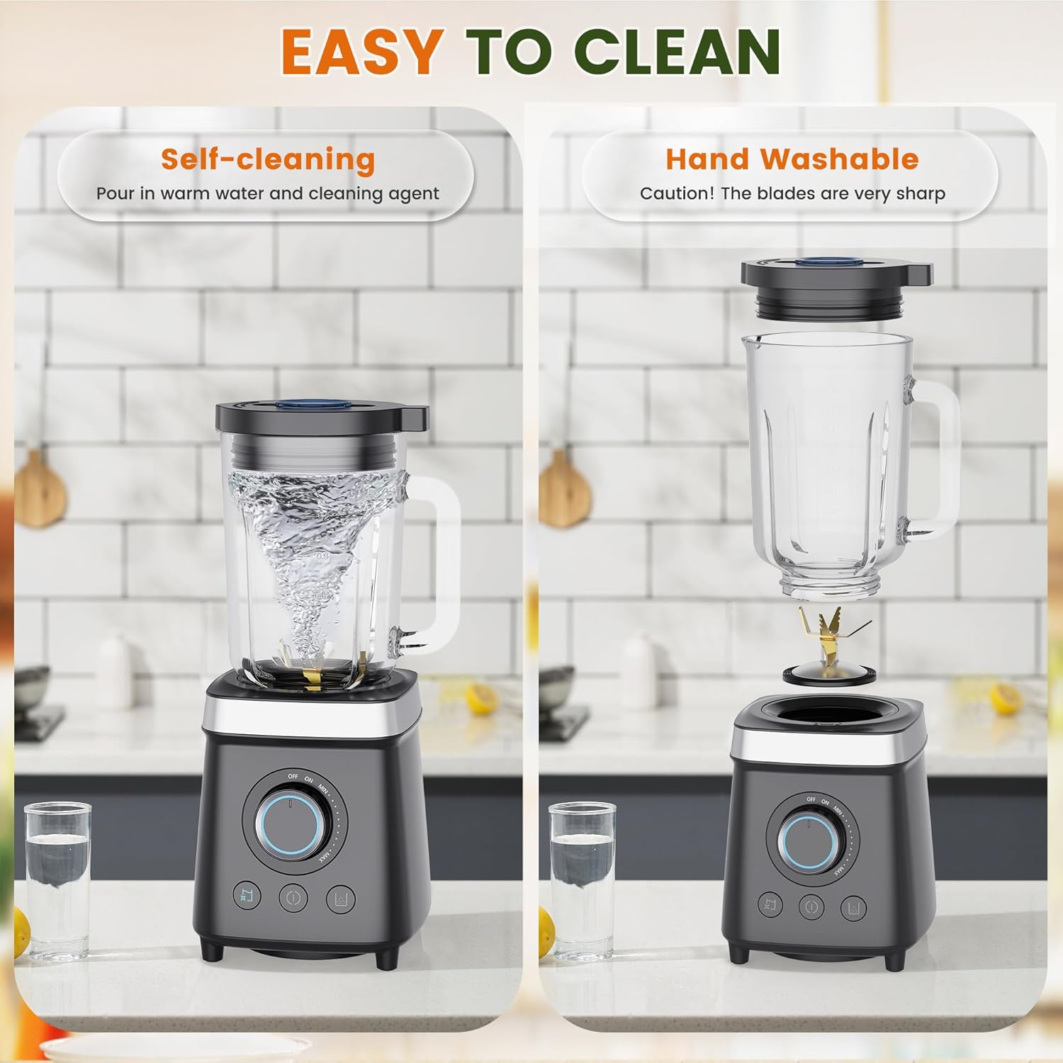 Keenray Personal Blender, Smoothie Maker, 2000W High Speed Electric Blender, Food Processor with 1.8L Glass Jug, 6-Leaf Stainless Steel Blades, BPA Free Countertop Blenders for Ice Crush