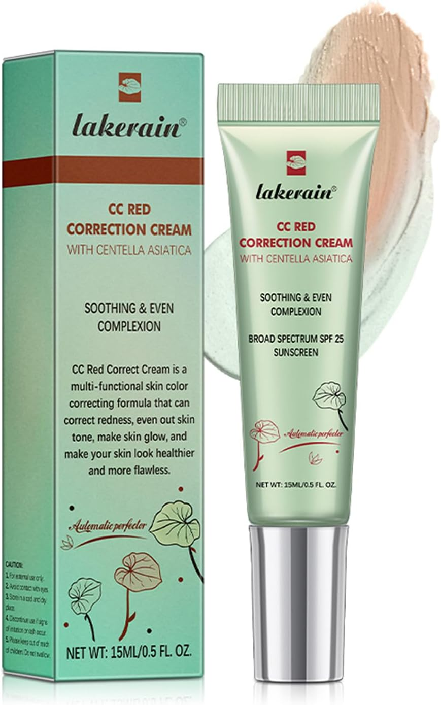 CC Brighten Correction Cream with Centella SPF 25 for Women - 0.5 Oz/15Ml - Lightweight Hydration - Soothe & Moisturize - Adjust Skin Tone (Purple)