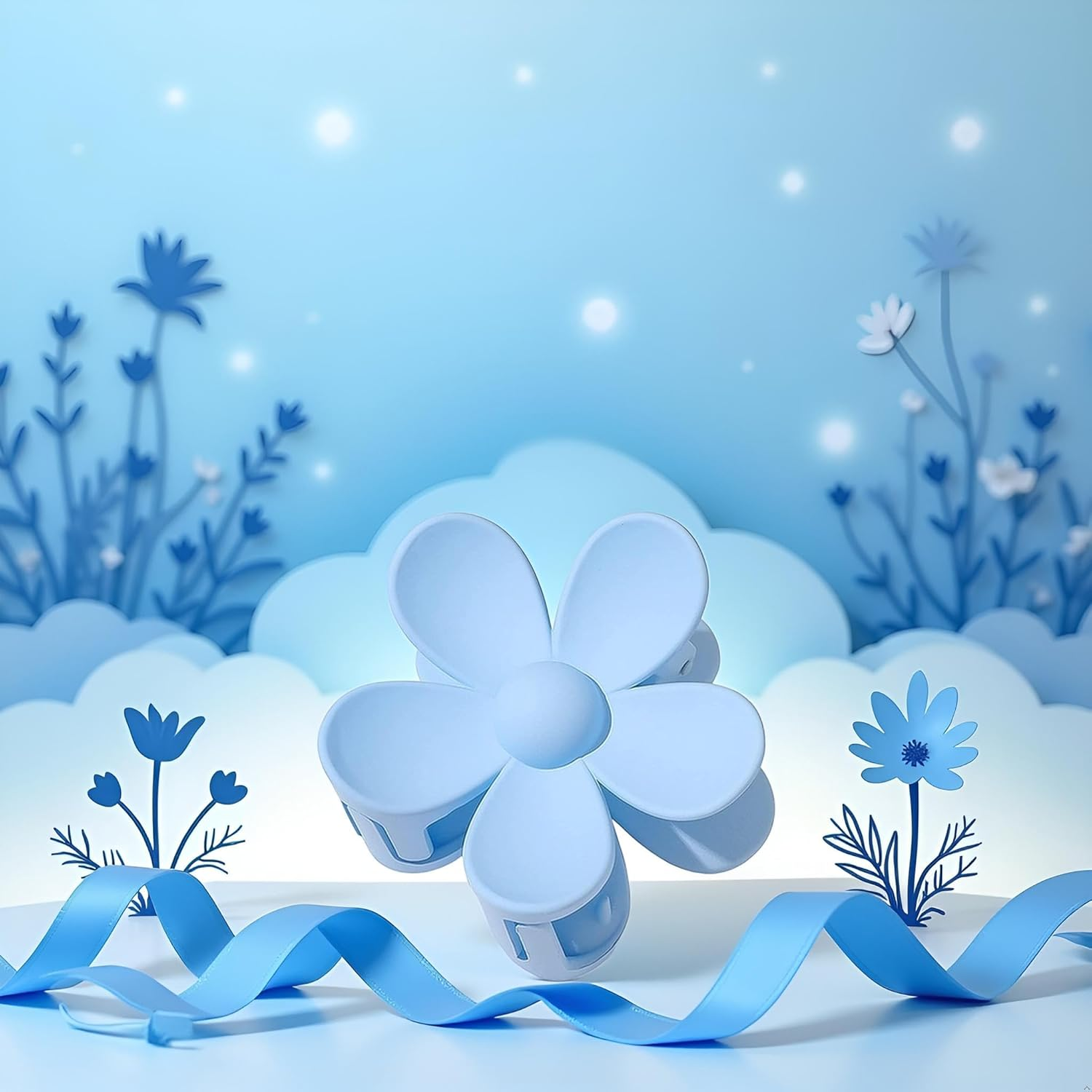 Blue Hair Claw Clips Flower Hair Clips &ndash; Big Cute Claw Clips, Large Hair Clips Strong Hold for Women Thin Hair for Women Thick Hair Clips and Barrettes image number 5