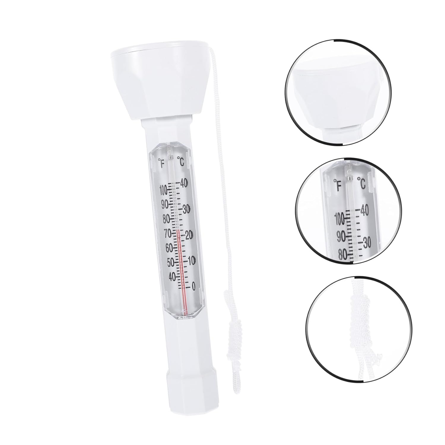 TEHAUX Pool Floating Thermometer with String Water Temperature Measuring Tool for Swimming Pools Baths Spas Safe Smooth Surface Lightweight and Easy to Carry image number 4