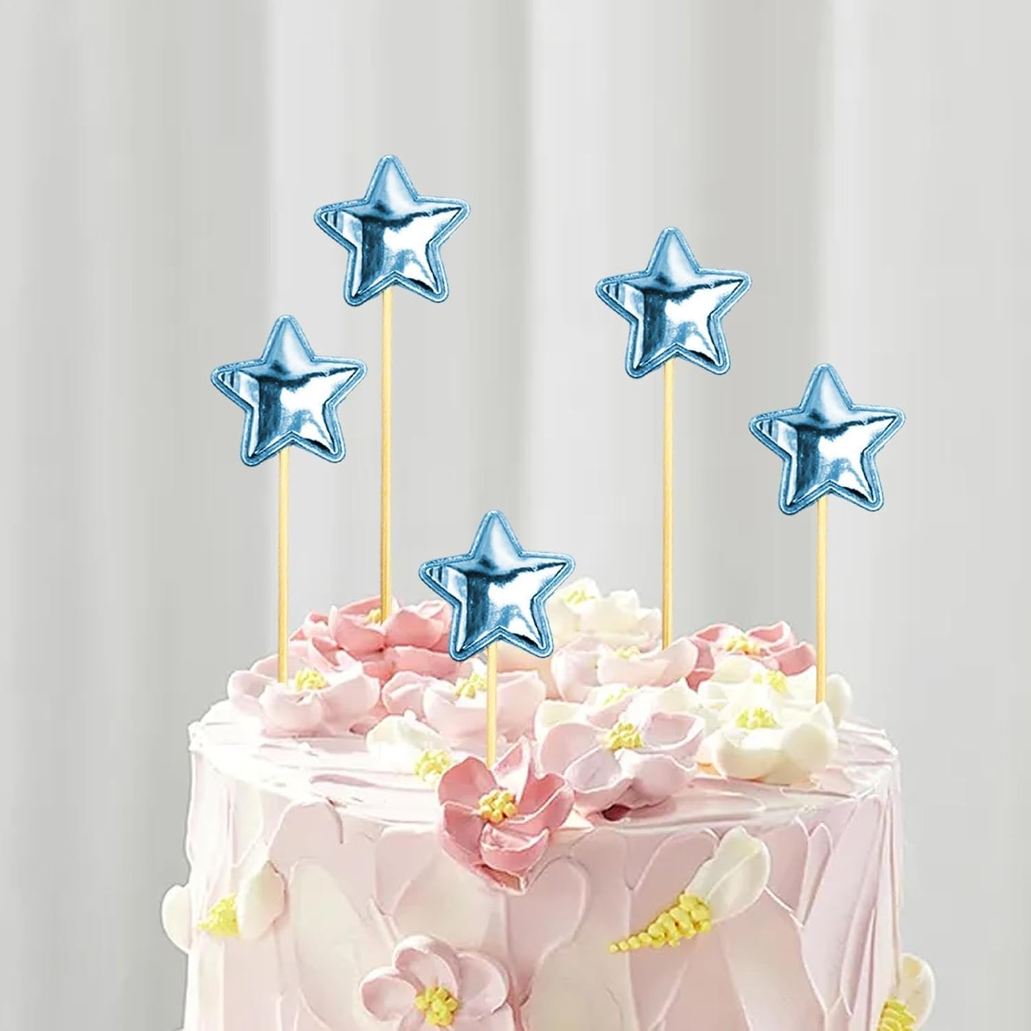 Kids Birthday Cake Topper - 5X Star Cupcake Picks - Food-Grade Cake Decor Cupcakes Picks Baking Food Decor for Girls Birthday image number 2