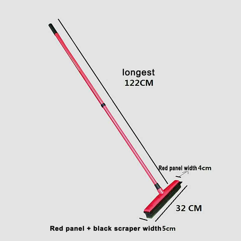 2X Rubber Broom for Dog Cat Pet Hair Car Windows Handle Sweeper Squeegee Floor (Black & Red) - Black  Red image number 4
