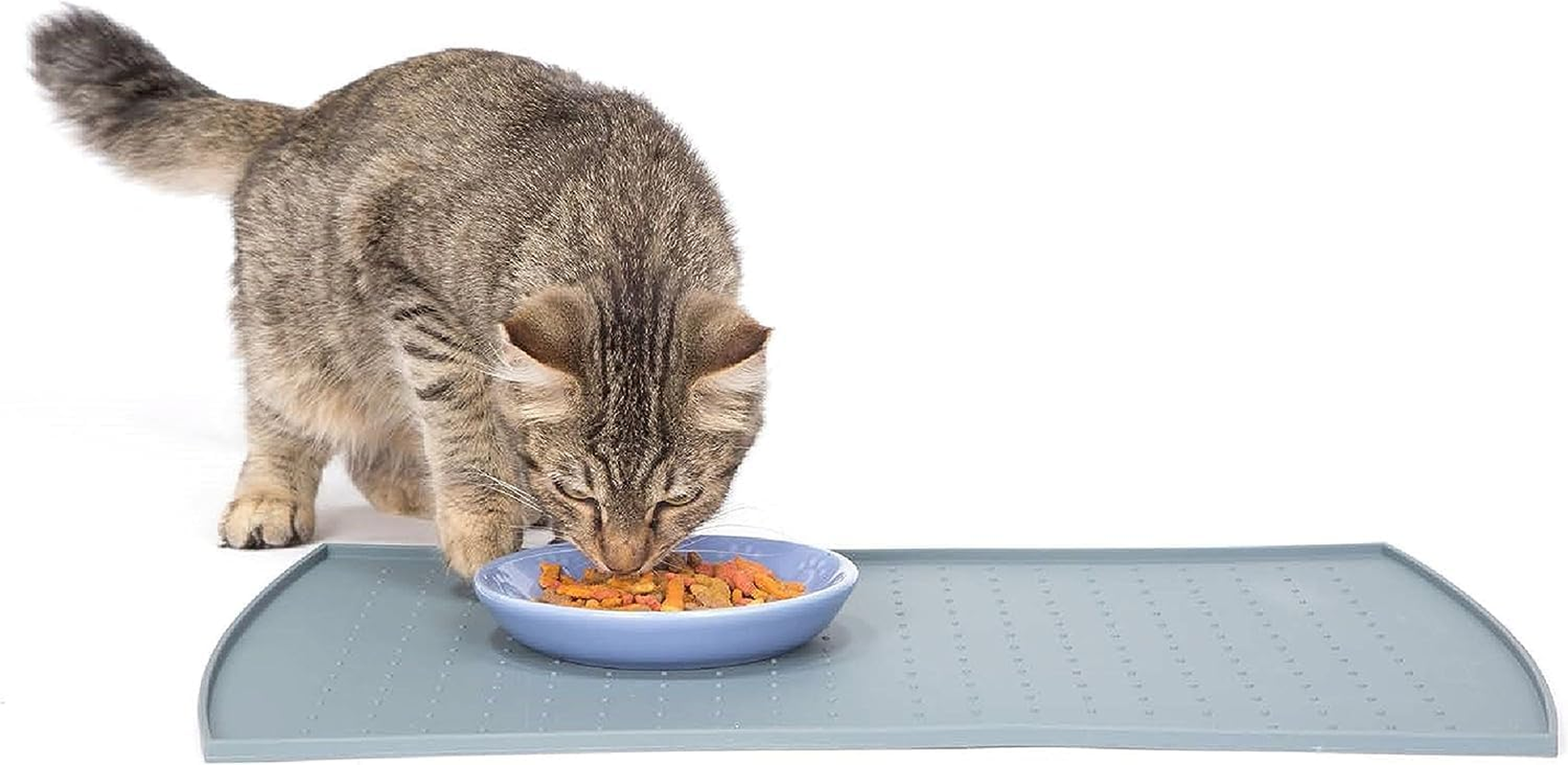 Petfusion Small Waterproof Dog & Cat Food Mat (18X12). FDA Grade Silicone [Superior Hygiene, Non-Toxic, Multiple Sizes] String, Gray image number 5