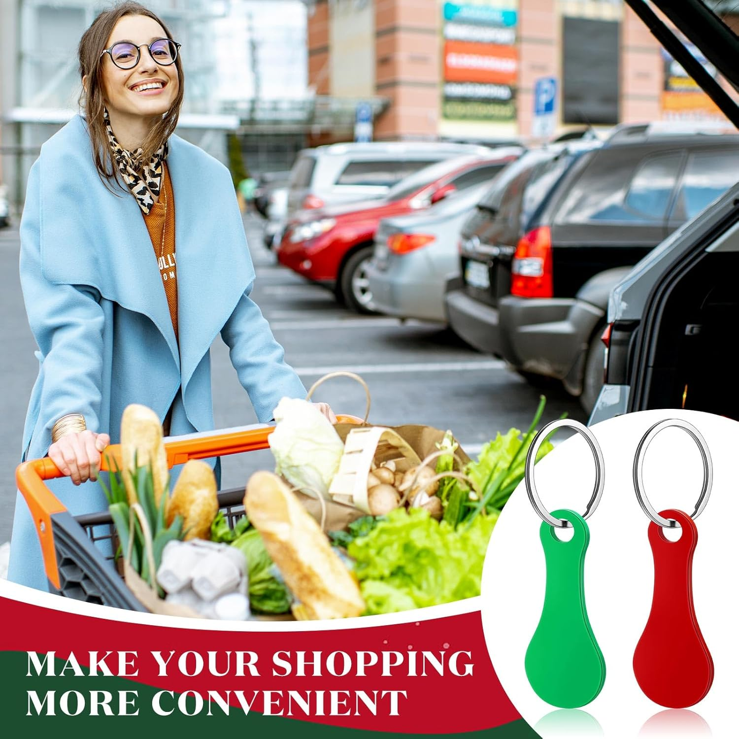 Shimeyao 4 Pcs Portable Aluminum Alloy Key Ring Shopping Cart Trolley Tokens Quarter Keychains Gift for Men Women Christmas - Black image number 4