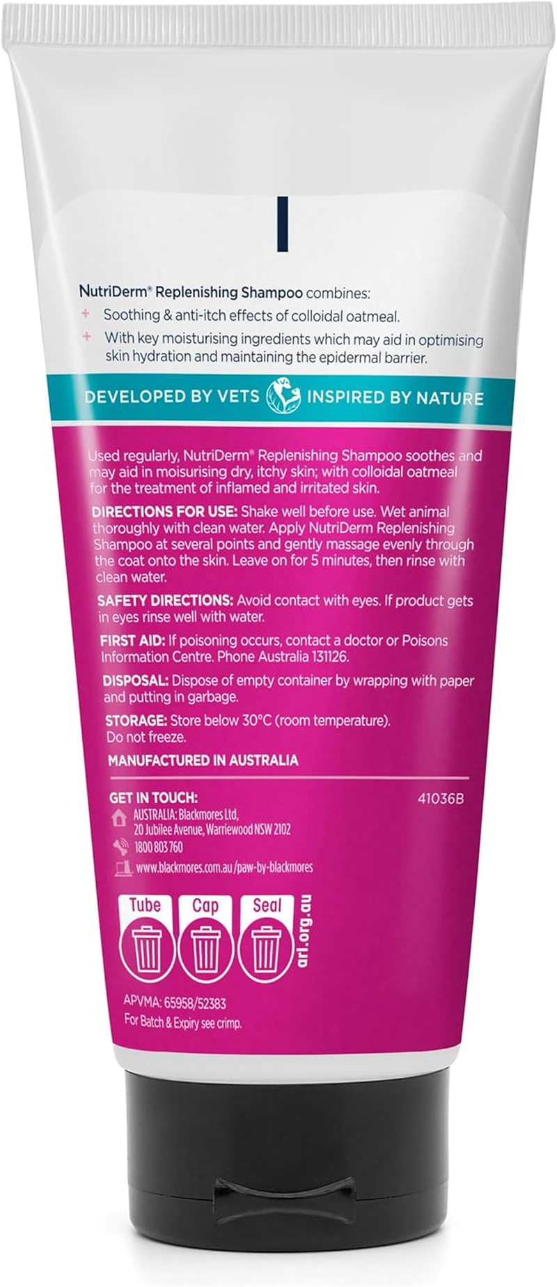 PAW by Blackmores Nutriderm&reg; Replenishing Shampoo for Dogs and Cats | Tailored for Soothing, Cleansing & Treating Inflamed & Irritated Skin |200Ml image number 3