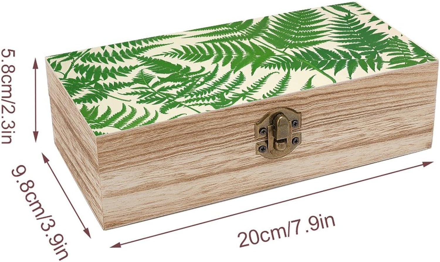 Fern Green Plant Wooden Box Wood Wedding Keepsake Boxes with Lids Small Decorative Boxes Lightweight Wooden Memory Storage Box for Crafts Keepsakes Jewelry Photo Letter Storage image number 3