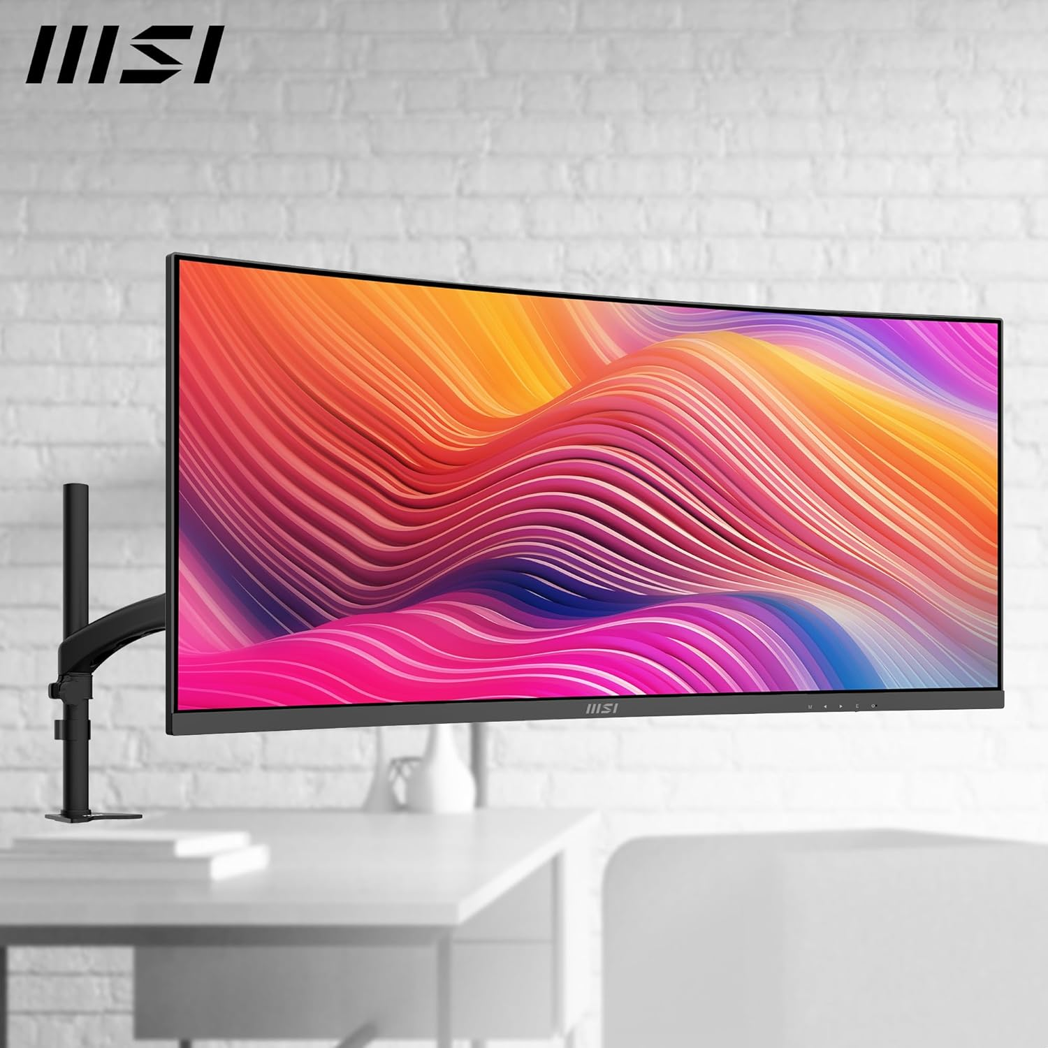 MSI Modern MD342CQP 34" Ultrawide USB-C 98W PD Height Adjustable Curved Professional Monitor, WUQHD 3440X1440, VA, Frameless, 120Hz, 1Ms, 2Xhdmi&Dp Port, KVM, USB Hub 2A1B, Speakers, VESA, Black image number 6
