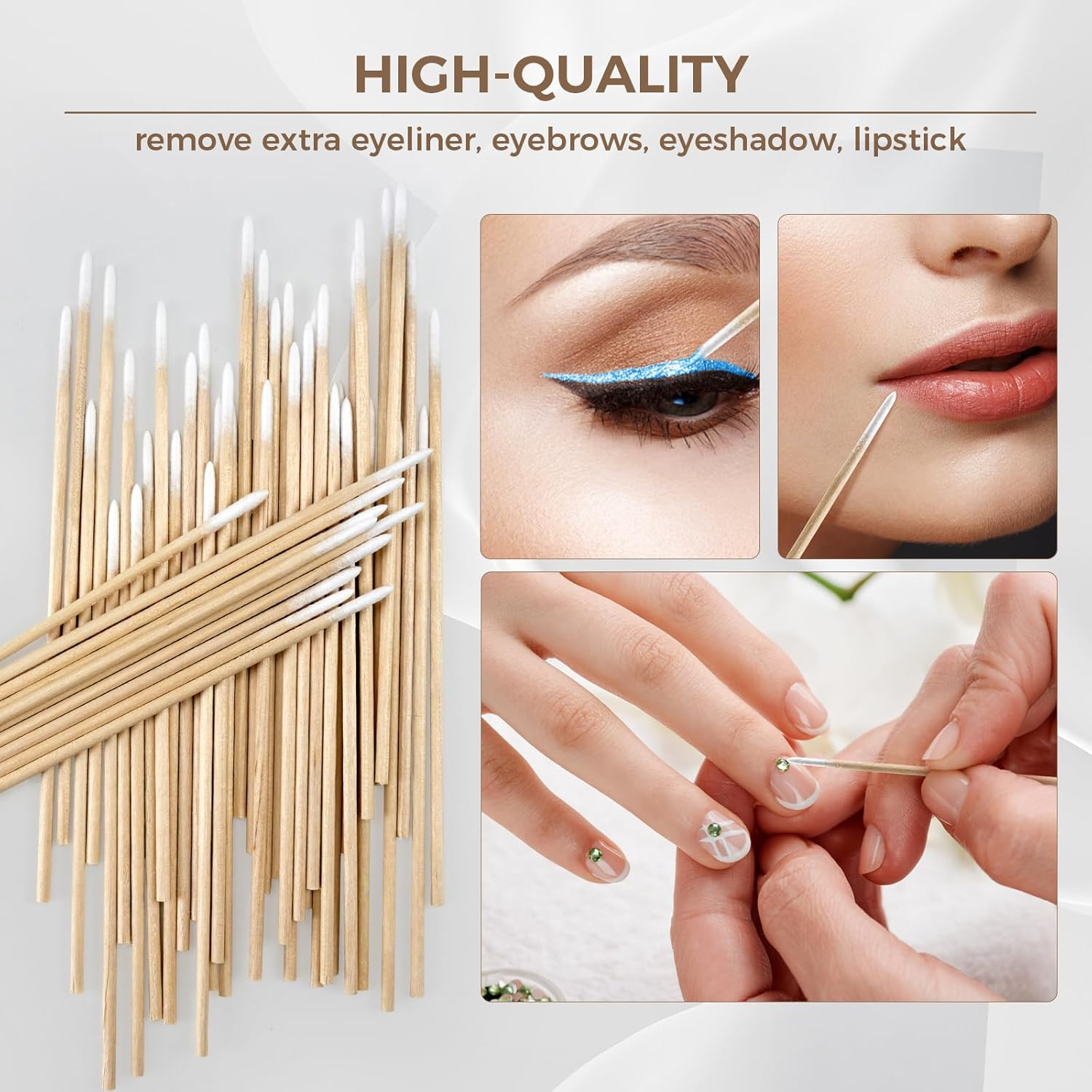 400Pcs Pointed Cotton Swabs in Storage Box - Precision Microblading Cotton Swabs with Wooden Sticks for Makeup, Cleaning Nail Polish, Eyebrow, Tattoo Permanent Supplies, Craft image number 5
